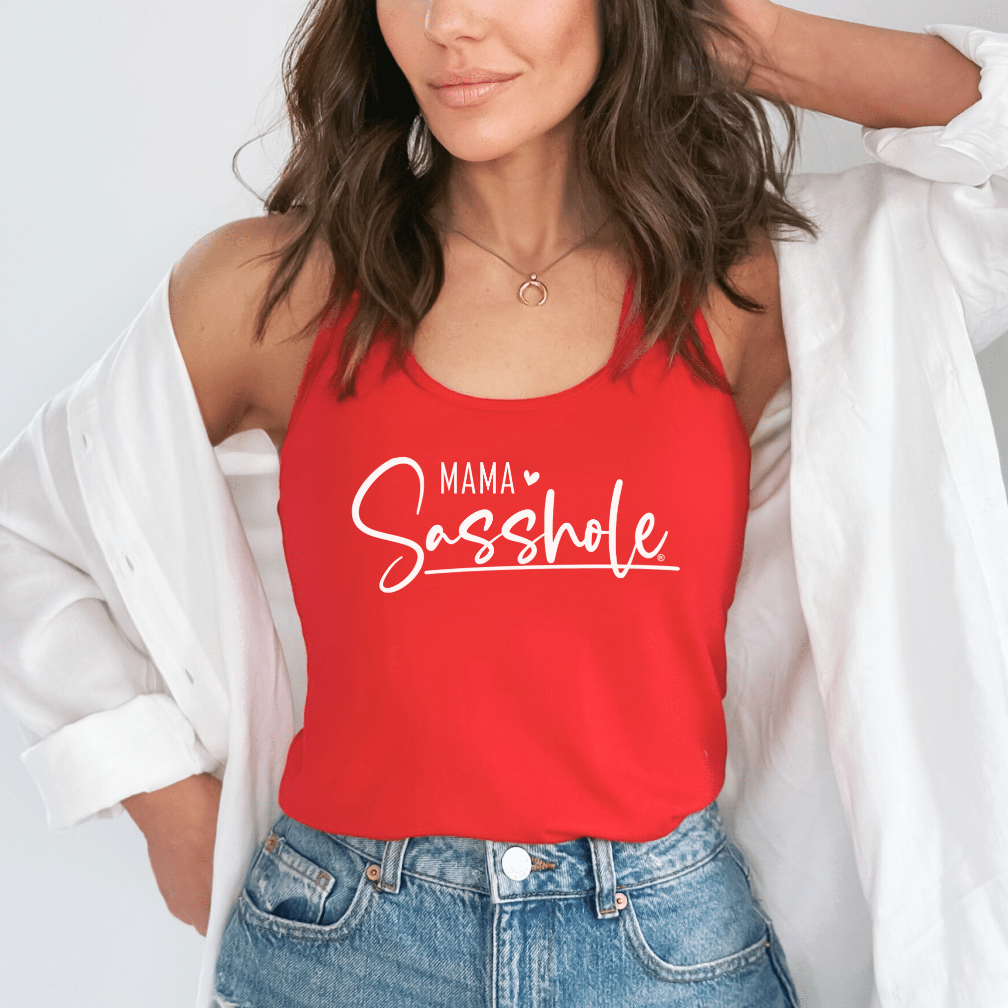 Image of Mama Sasshole® Energy – Women’s Tank Top | Funny Mom Shirt | Sasshole® - Funny Graphic Tee by Sasshole® Clothing
