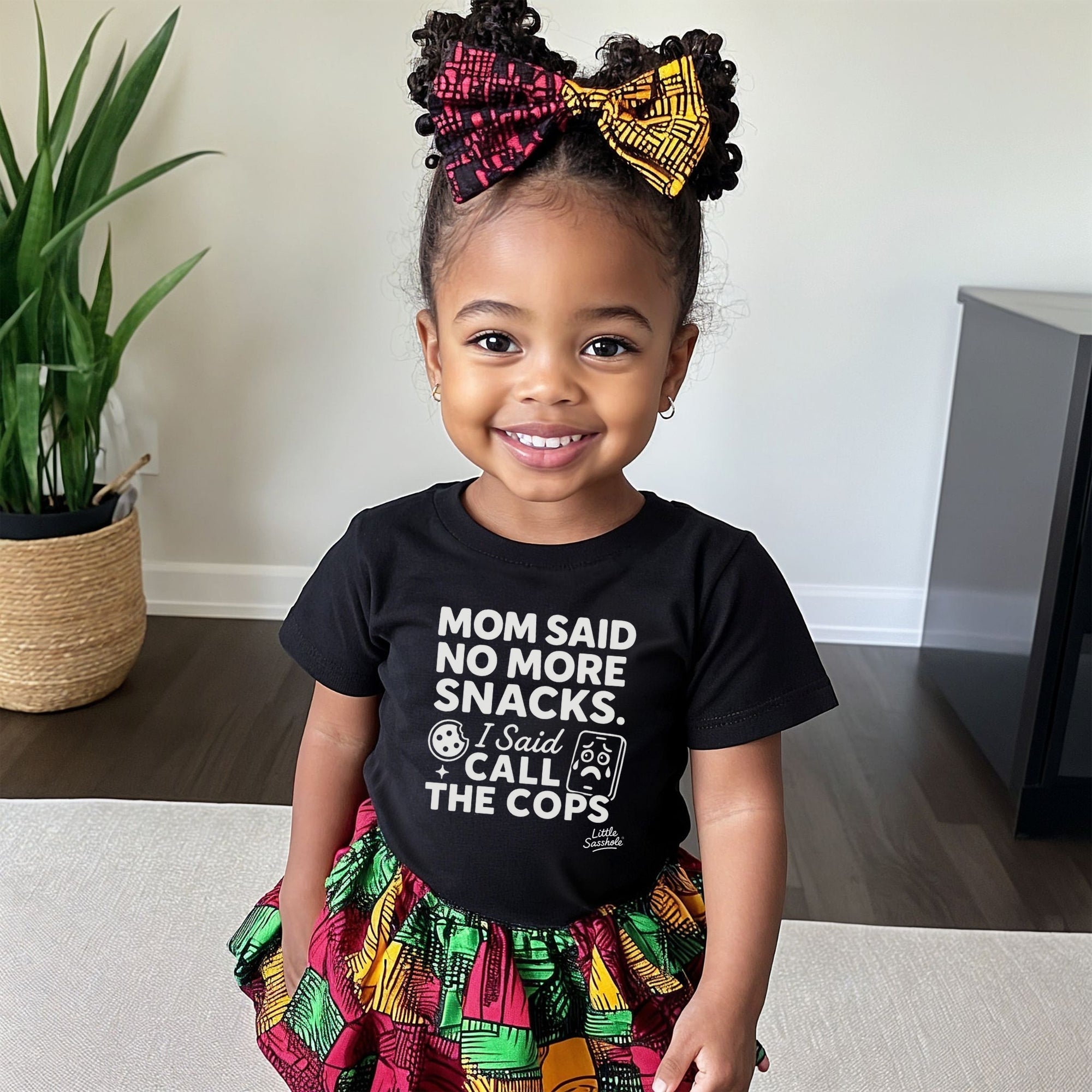 No More Snacks Call the Cops | Funny Graphic Tee for Kids | Little Sasshole Kids Humor Tee | Funny Toddler Shirt | Kids Graphic Tee - Funny Graphic Tee by Sasshole® Clothing