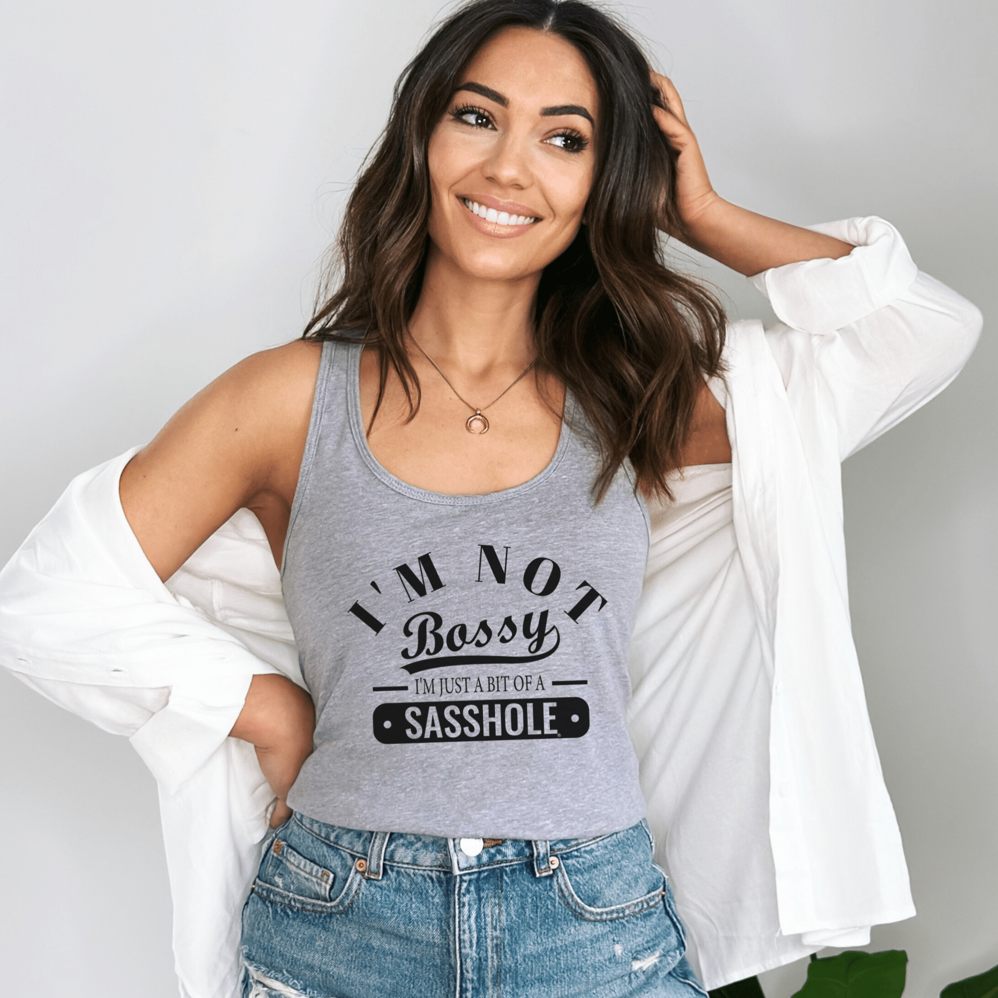 Image of ”Not Bossy. Just a Sasshole®.” – Women’s Tank Top | Funny Sarcastic Graphic Tee | Sasshole® - Funny Graphic Tee by Sasshole® Clothing