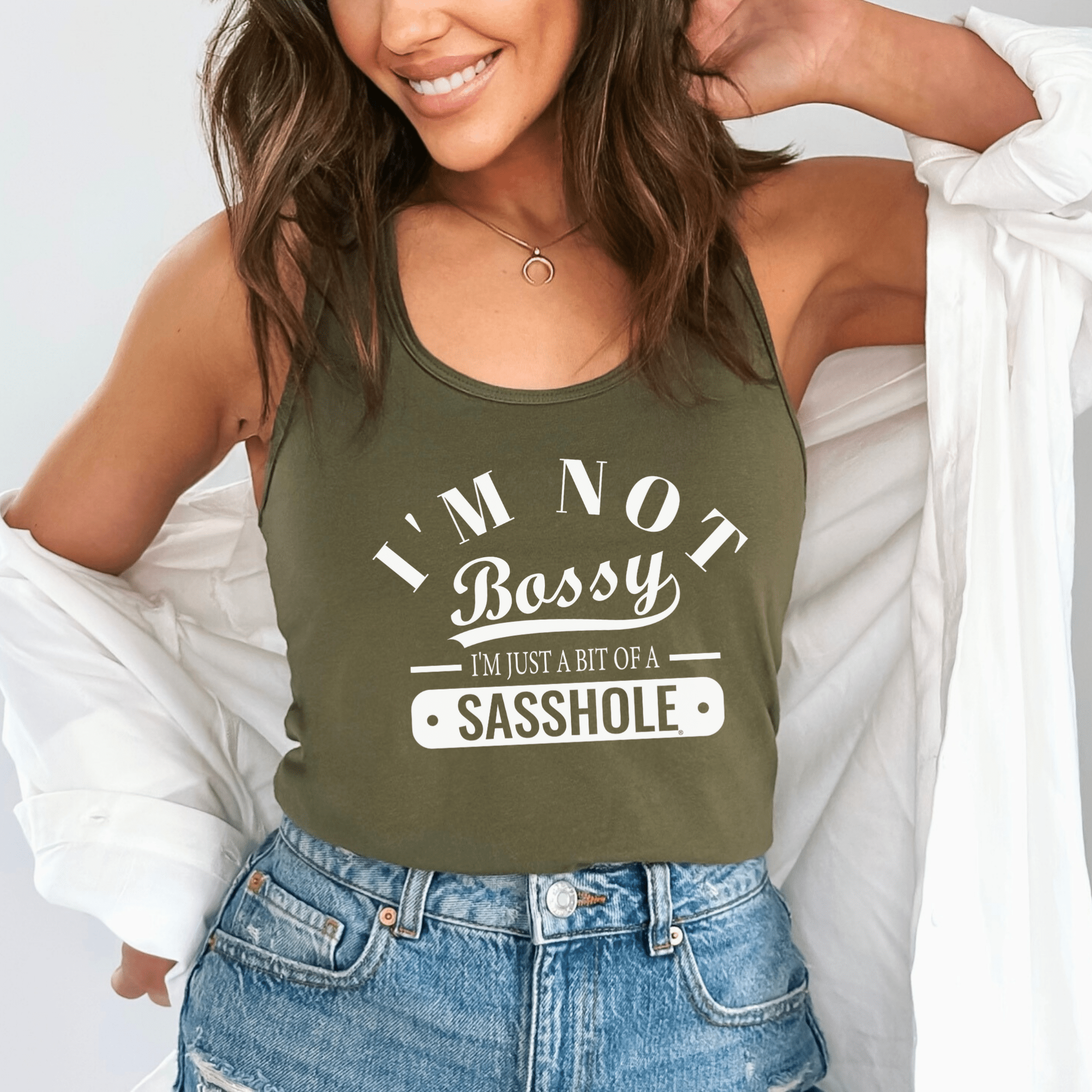 Image of ”Not Bossy. Just a Sasshole®.” – Women’s Tank Top | Funny Sarcastic Graphic Tee | Sasshole® - Funny Graphic Tee by Sasshole® Clothing