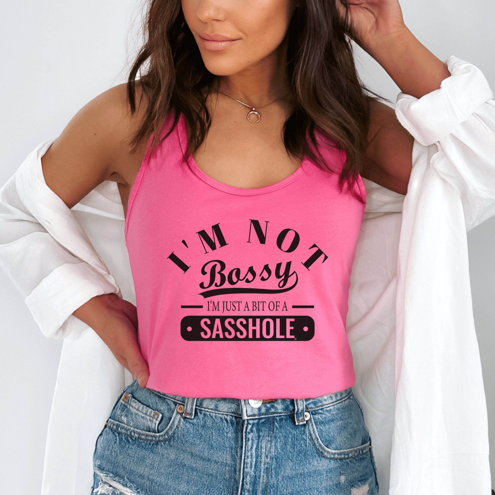 Image of ”Not Bossy. Just a Sasshole®.” – Women’s Tank Top | Funny Sarcastic Graphic Tee | Sasshole® - Funny Graphic Tee by Sasshole® Clothing