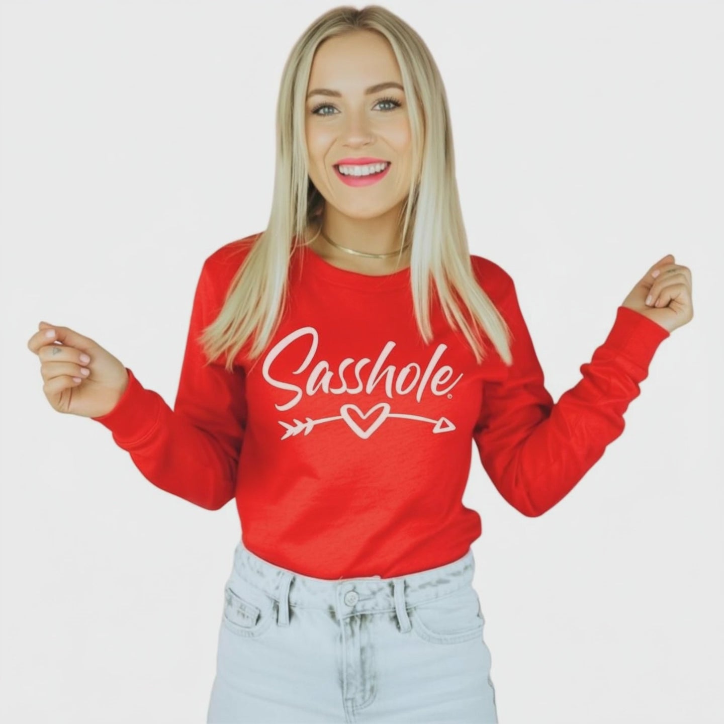 Funny Valentine’s Long Sleeve T-Shirt – Sasshole Heart Arrow Women’s Graphic Tee