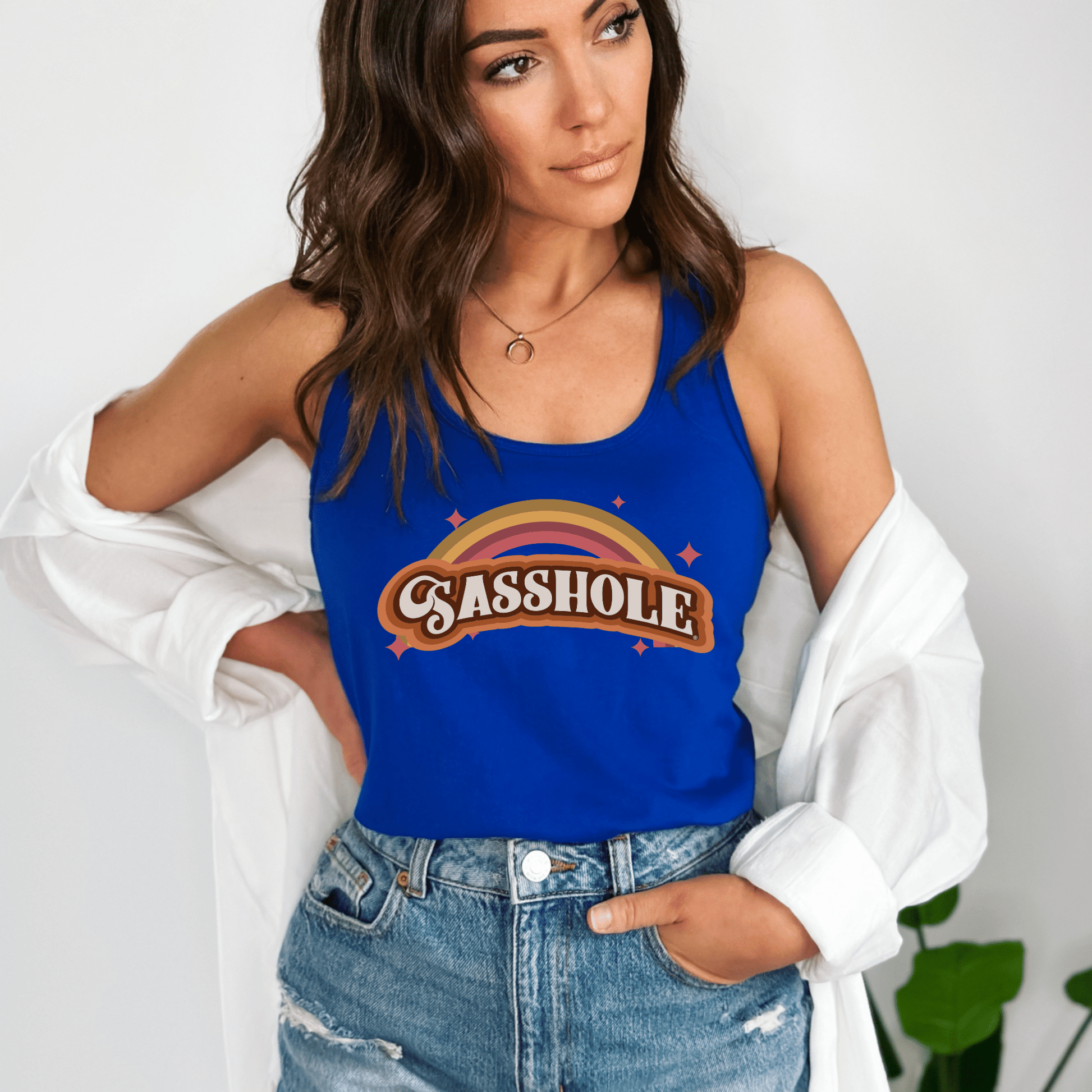 Retro Rainbow Sasshole® Women's Tank Top - Vintage Vibes - Funny Graphic Tee by Sasshole® Clothing