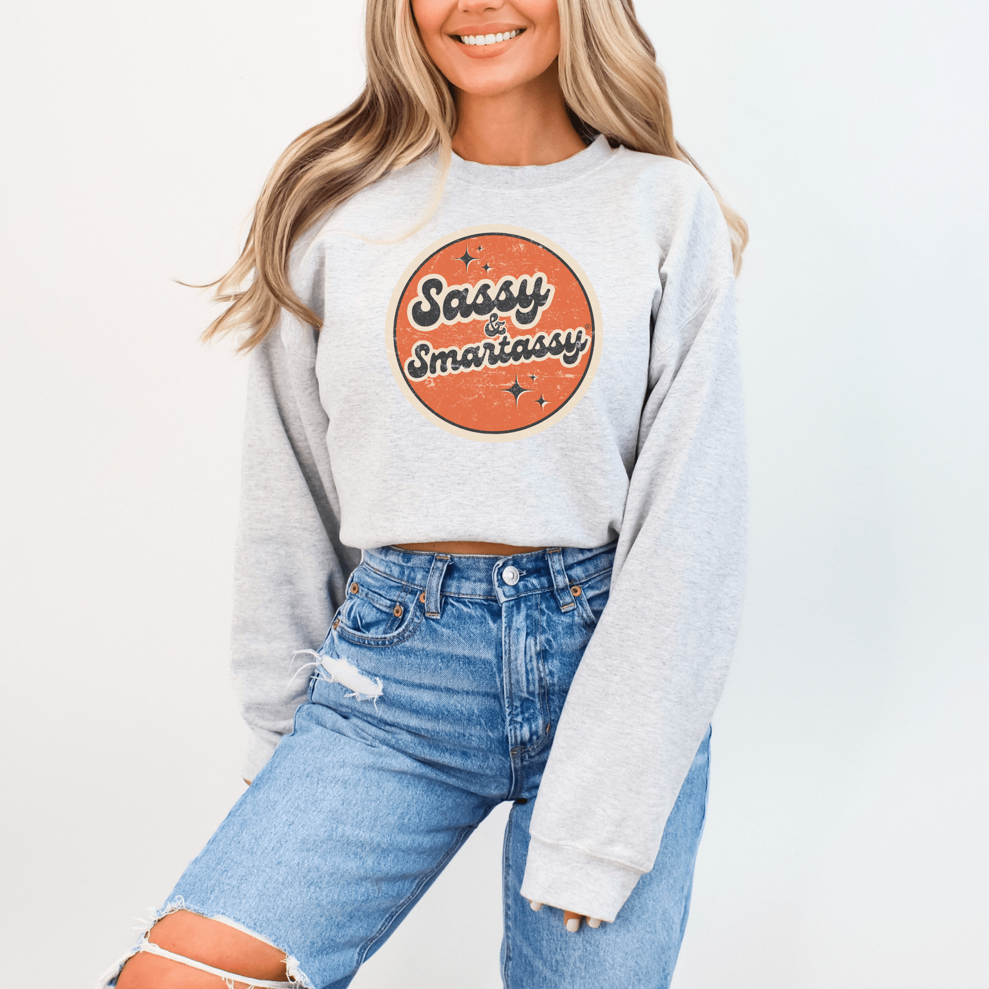 Image of Retro Rebel: Sassy & Smartassy® Vintage Vibes '70s Women's Sweatshirt - Funny Graphic Tee by Sasshole® Clothing
