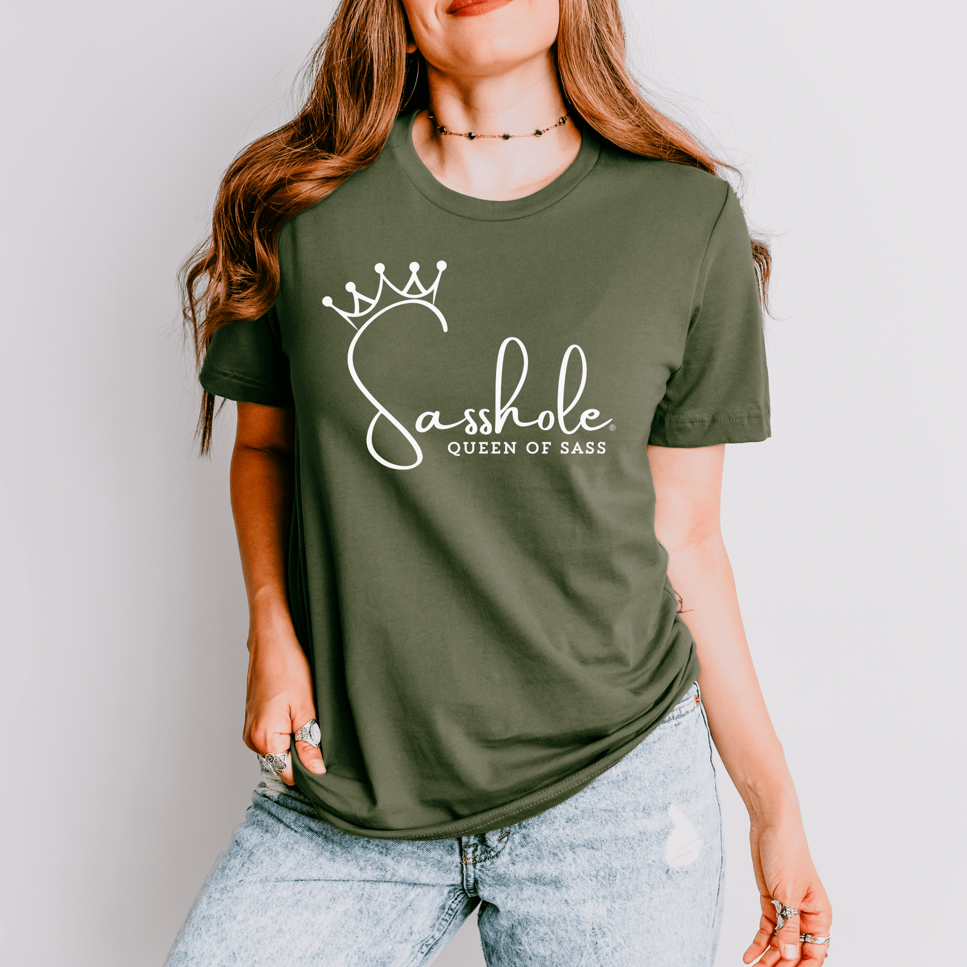 Sass in Charge: Sasshole® - Queen of Sass Women's Shirt - Funny Graphic Tee by Sasshole® Clothing
