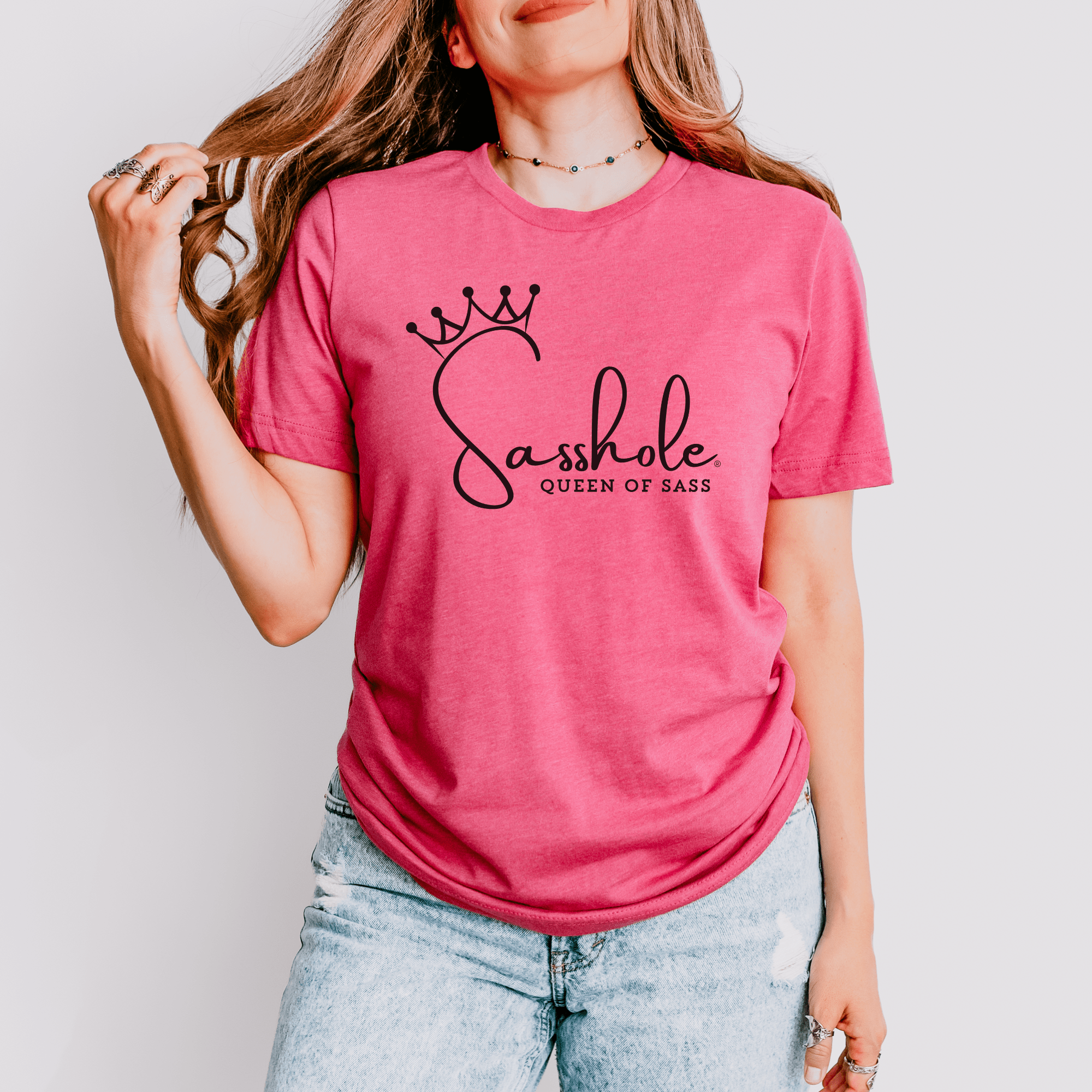 Image of Sass in Charge: Sasshole® - Queen of Sass Women's Shirt - Funny Graphic Tee by Sasshole® Clothing
