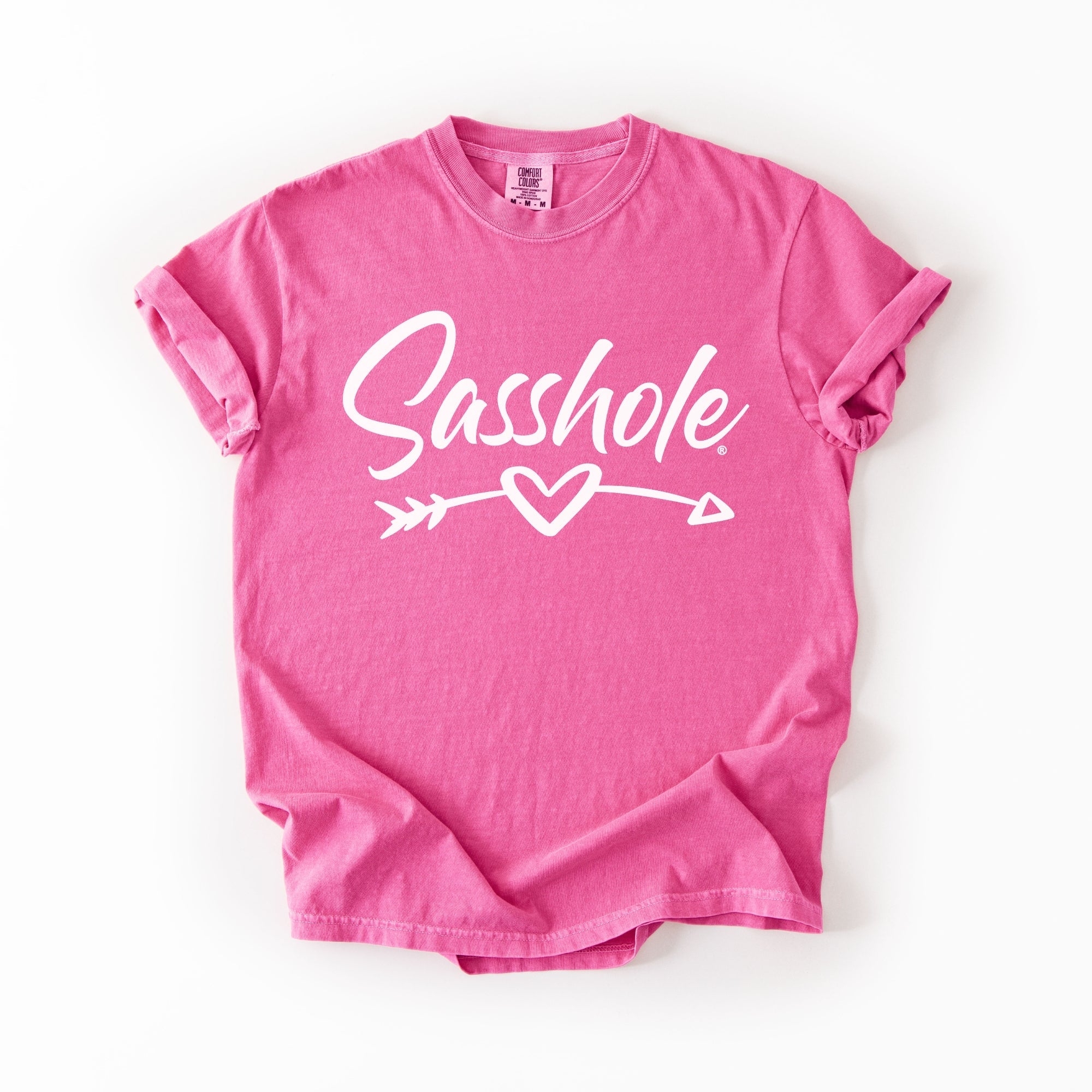Image of Sasshole® Arrow Heart T-Shirt – Funny, Flirty, and Bold Graphic Tee for Women – Comfort Color T-shirts - Funny Graphic Tee by Sasshole® Clothing