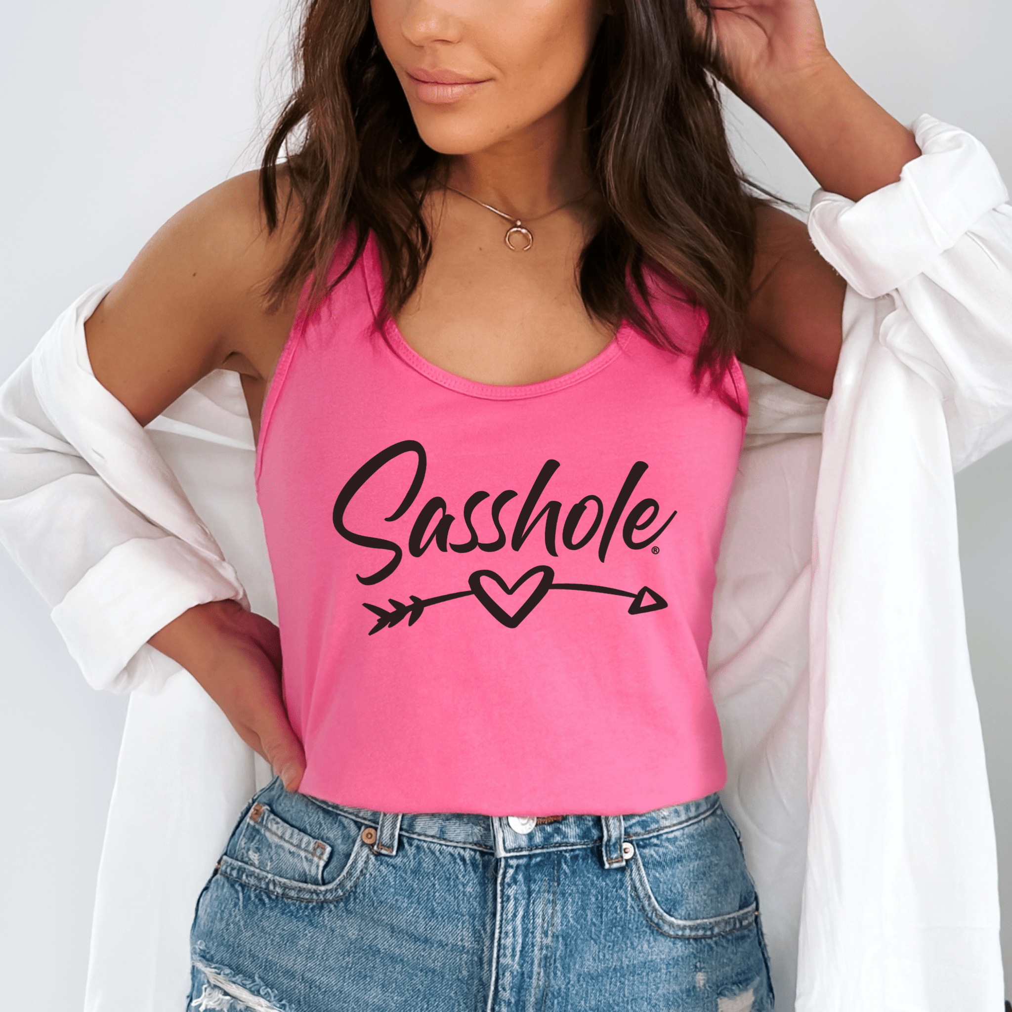 Image of Sasshole® Arrowed Heart Women's Tank Top - Love with Attitude - Funny Graphic Tee by Sasshole® Clothing