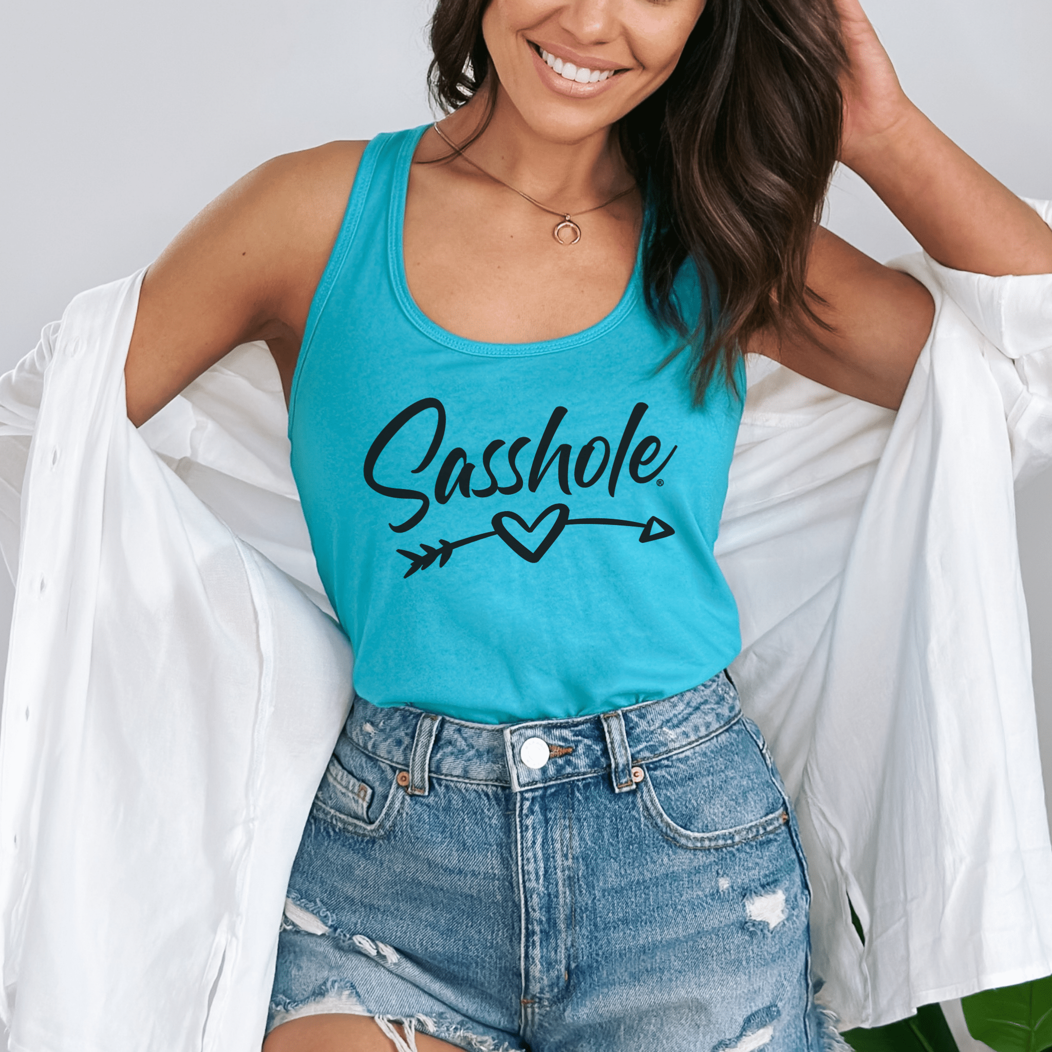 Image of Sasshole® Arrowed Heart Women's Tank Top - Love with Attitude - Funny Graphic Tee by Sasshole® Clothing