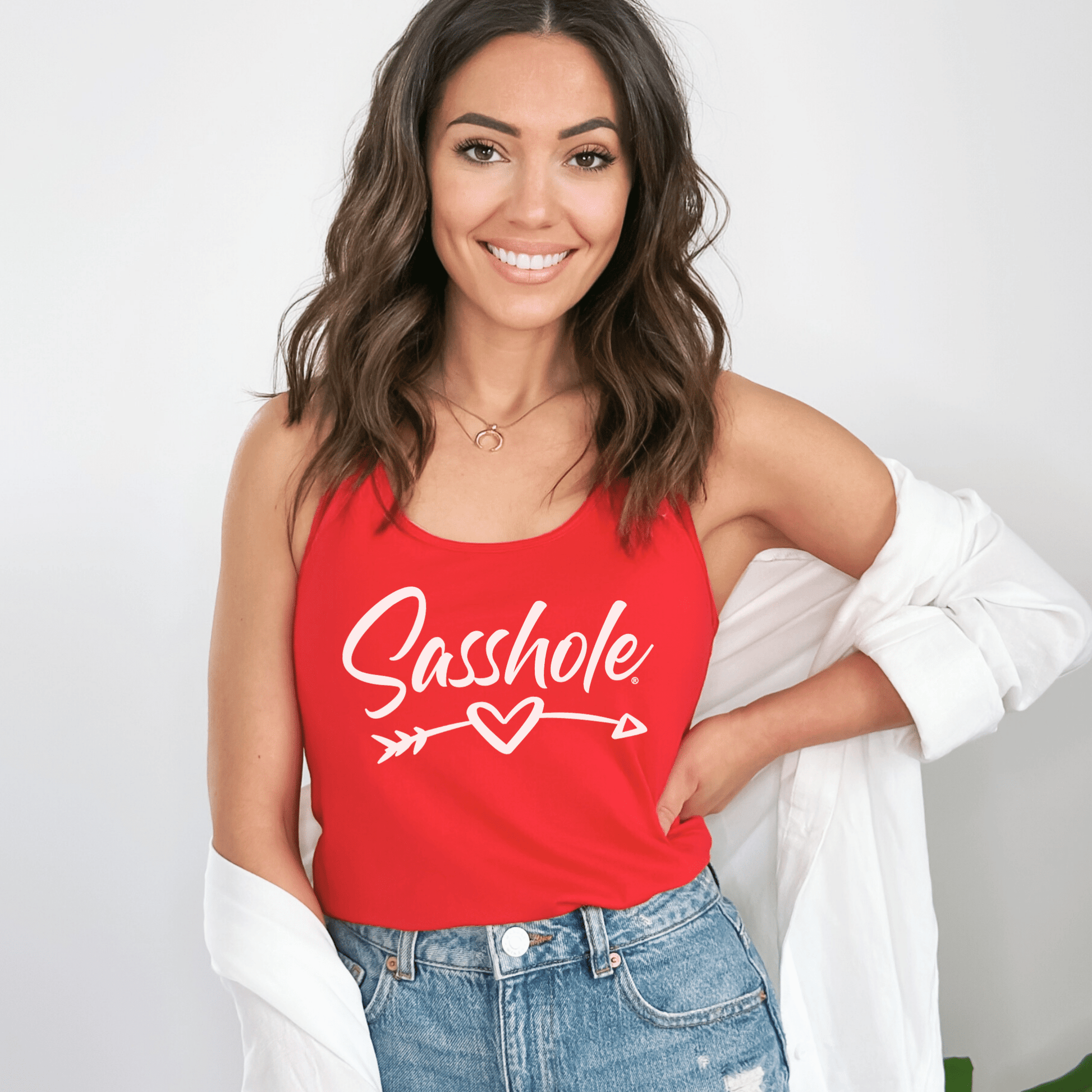 Sasshole® Arrowed Heart Women's Tank Top - Love with Attitude - Funny Graphic Tee by Sasshole® Clothing