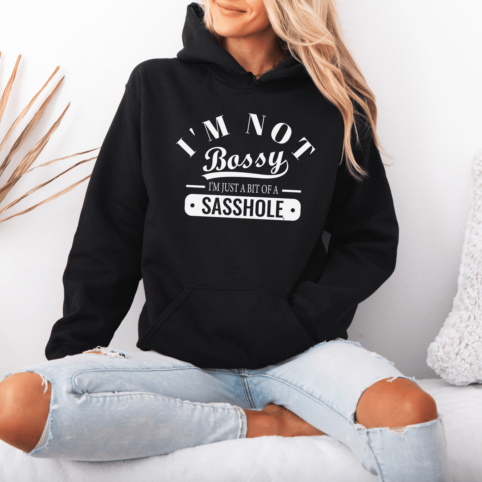 Sasshole® in Charge: Not Bossy, Just Honest Women's Hoodie - Funny Graphic Tee by Sasshole® Clothing
