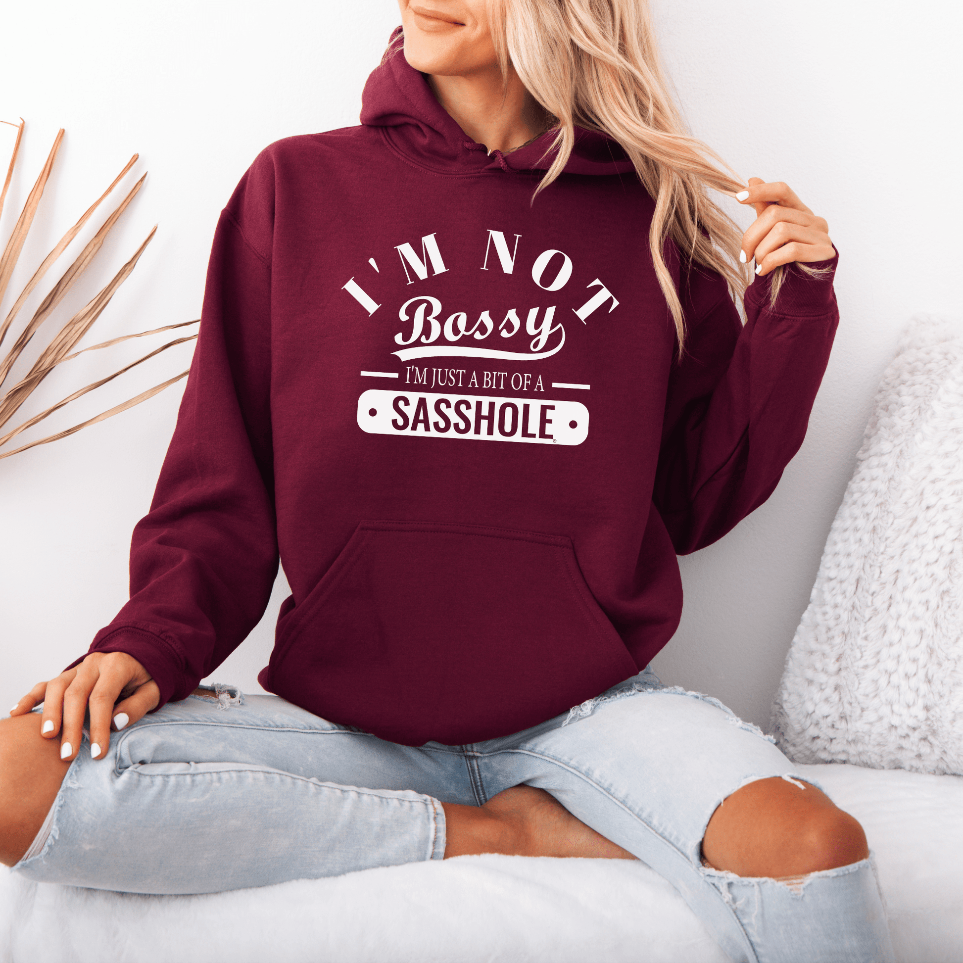 Sasshole® in Charge: Not Bossy, Just Honest Women's Hoodie - Funny Graphic Tee by Sasshole® Clothing