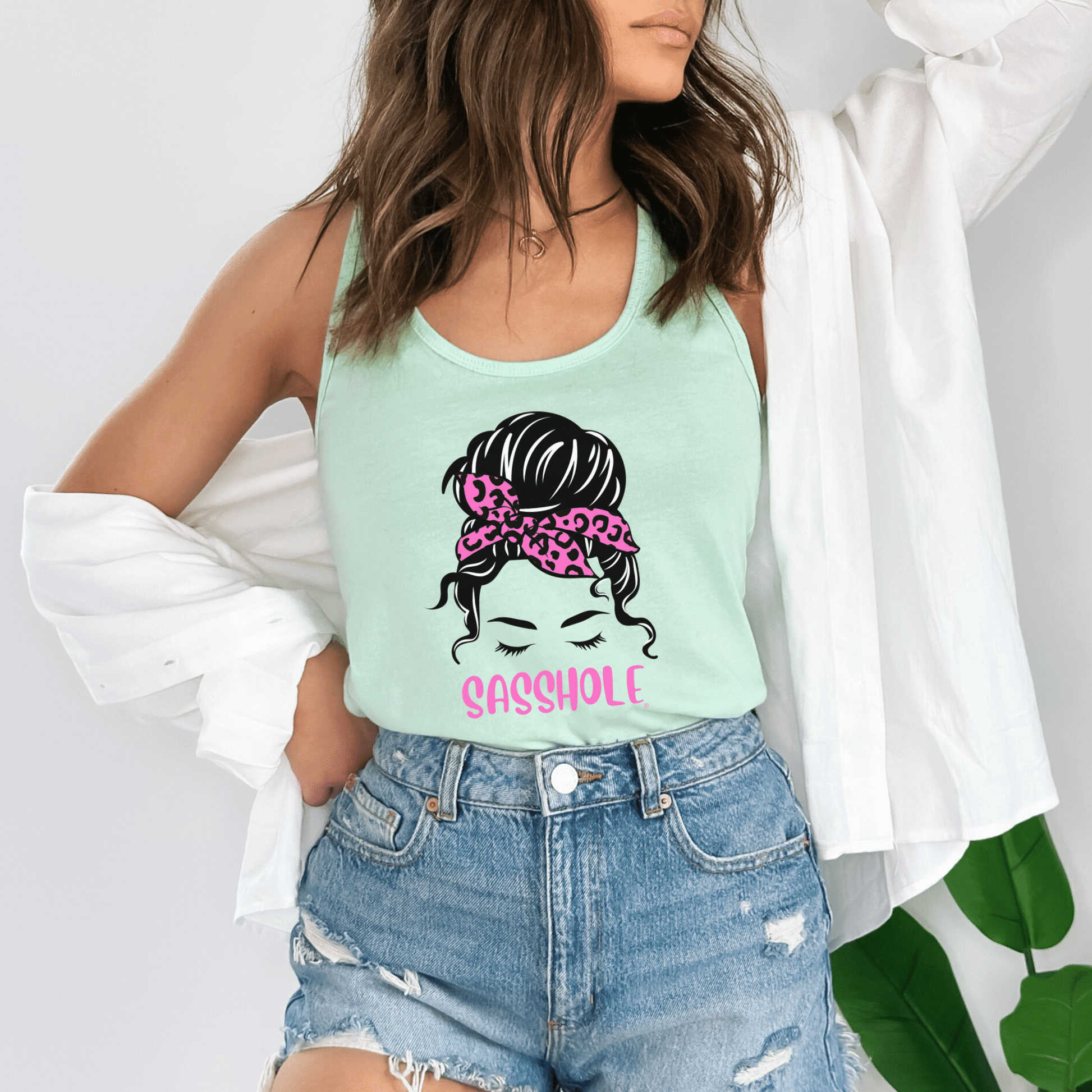 Sasshole® Leopard Bow Women's Tank Top - Fierce & Fabulous - Funny Graphic Tee by Sasshole® Clothing