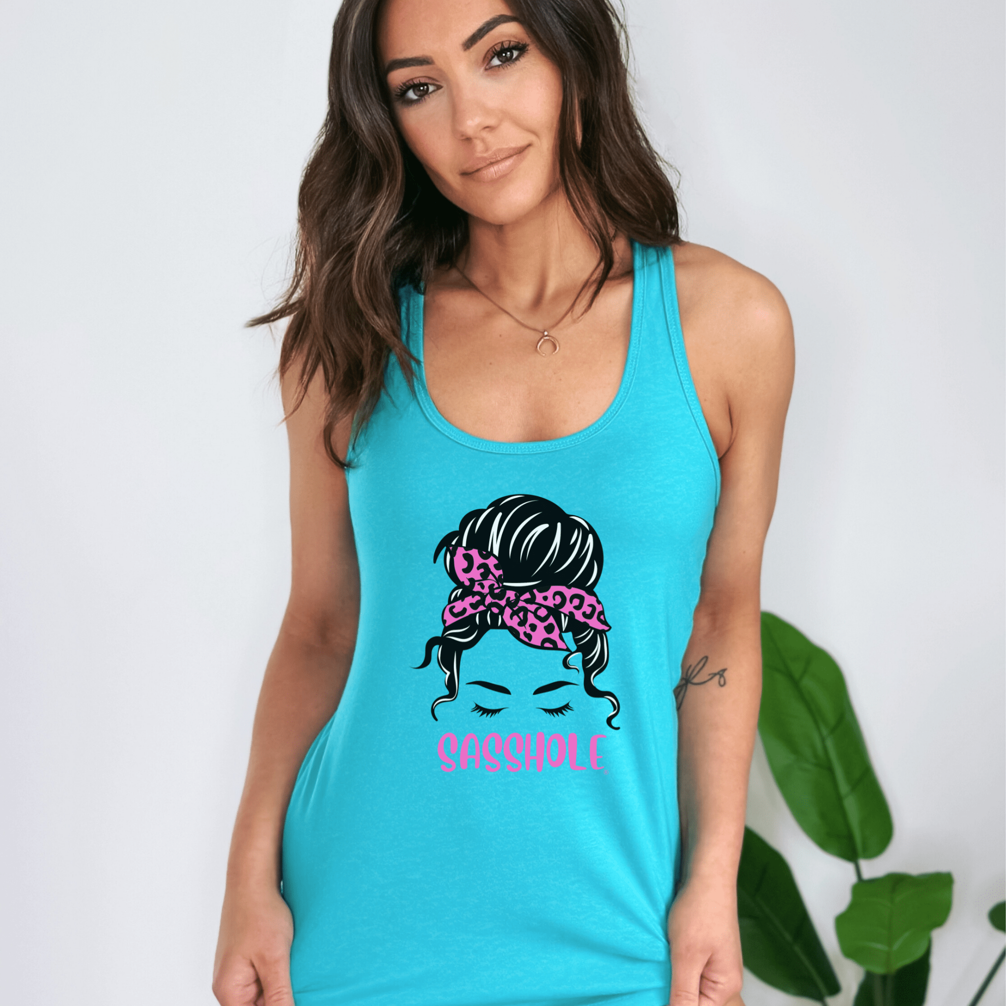 Image of Sasshole® Leopard Bow Women's Tank Top - Fierce & Fabulous - Funny Graphic Tee by Sasshole® Clothing