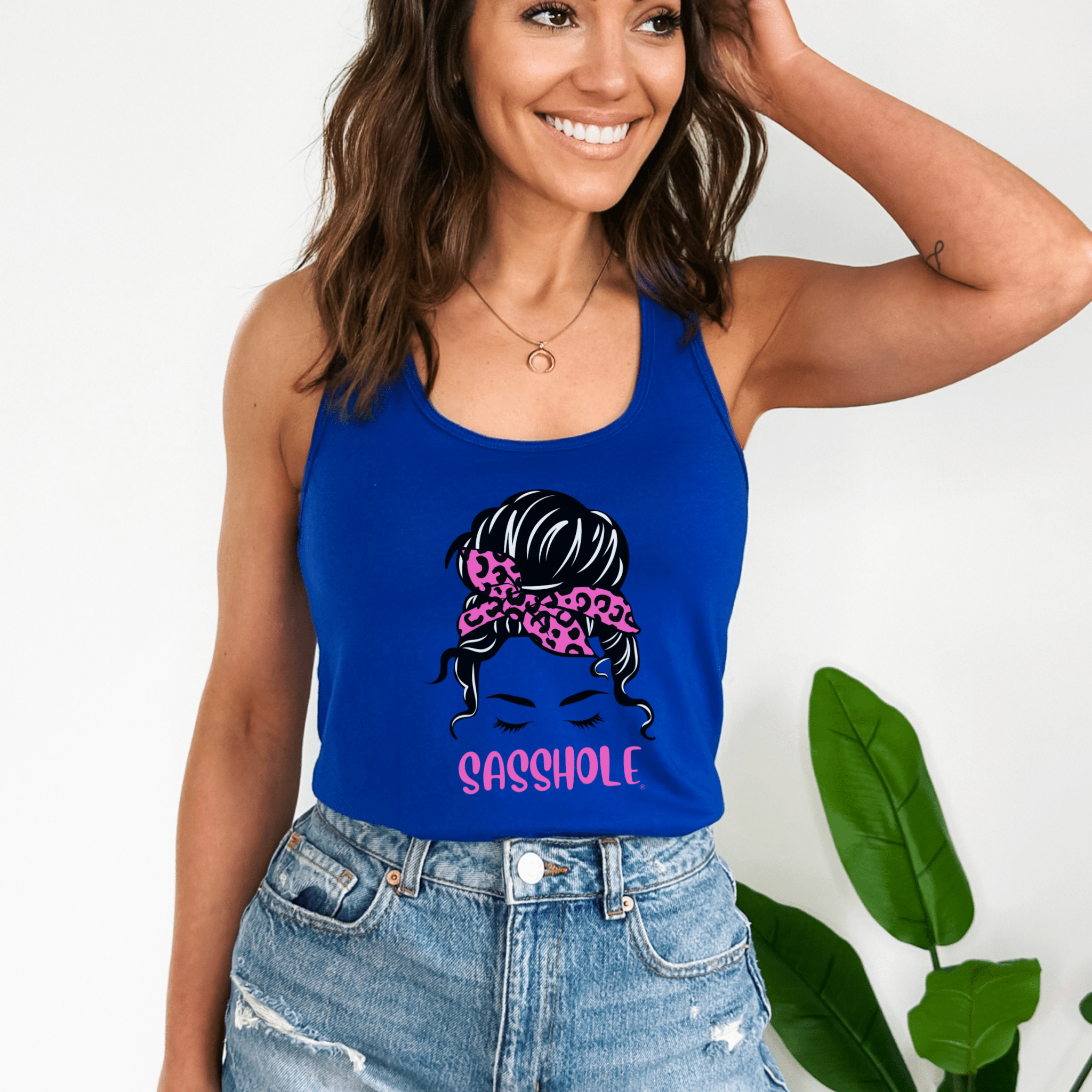 Image of Sasshole® Leopard Bow Women's Tank Top - Fierce & Fabulous - Funny Graphic Tee by Sasshole® Clothing