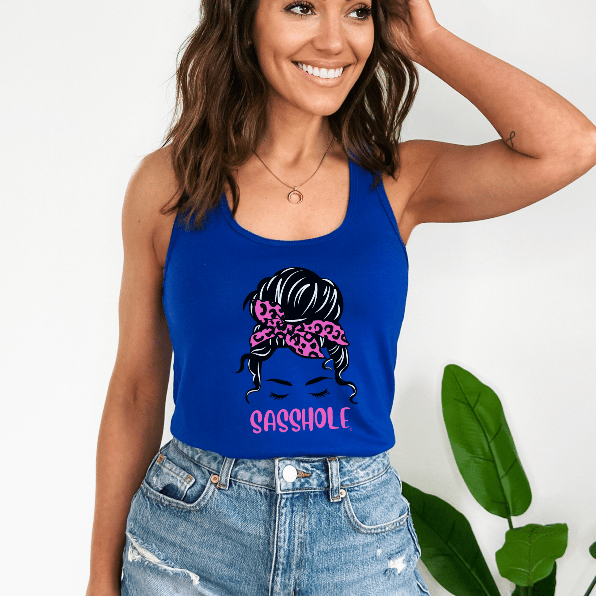 Sasshole® Leopard Bow Women's Tank Top - Fierce & Fabulous - Funny Graphic Tee by Sasshole® Clothing