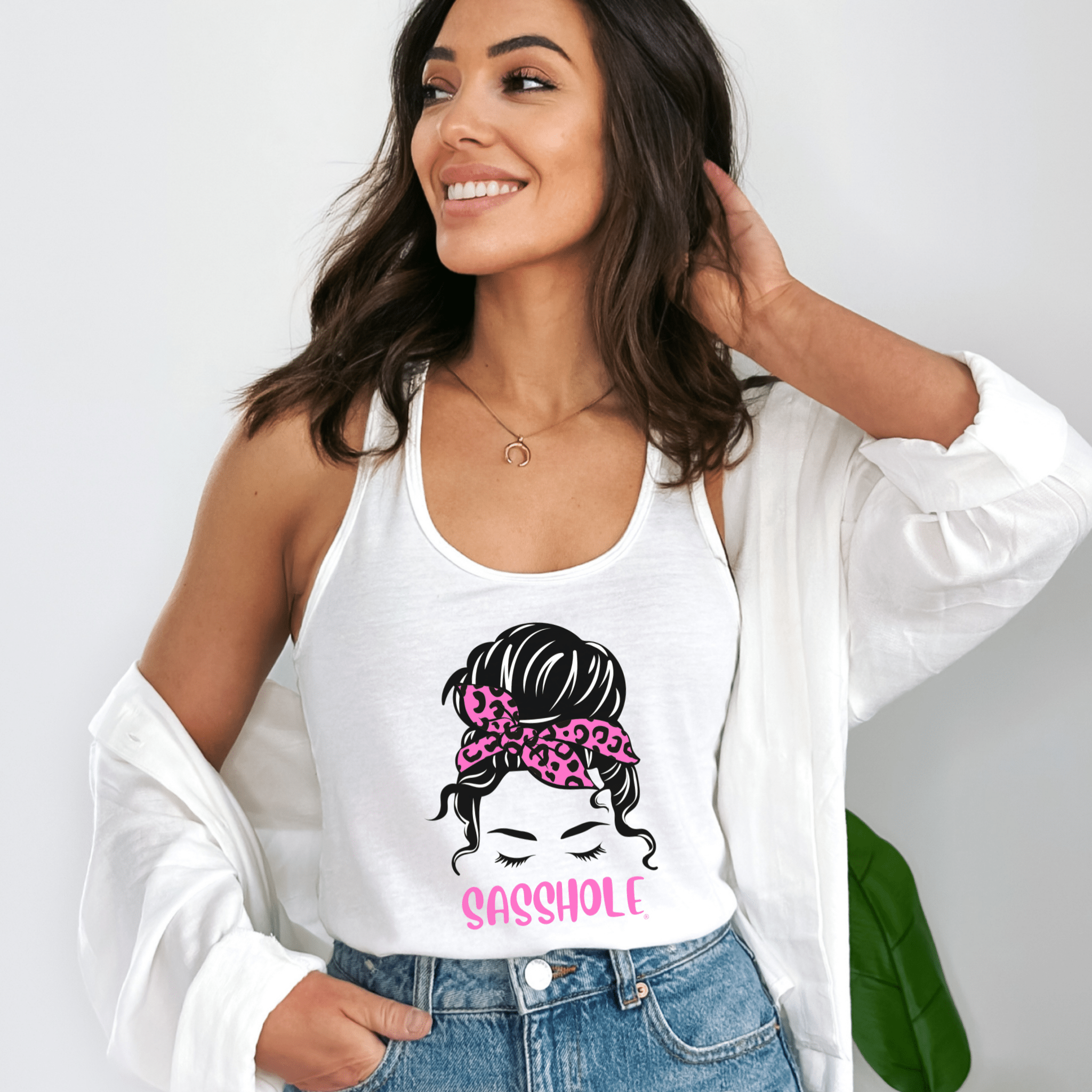 Image of Sasshole® Leopard Bow Women's Tank Top - Fierce & Fabulous - Funny Graphic Tee by Sasshole® Clothing
