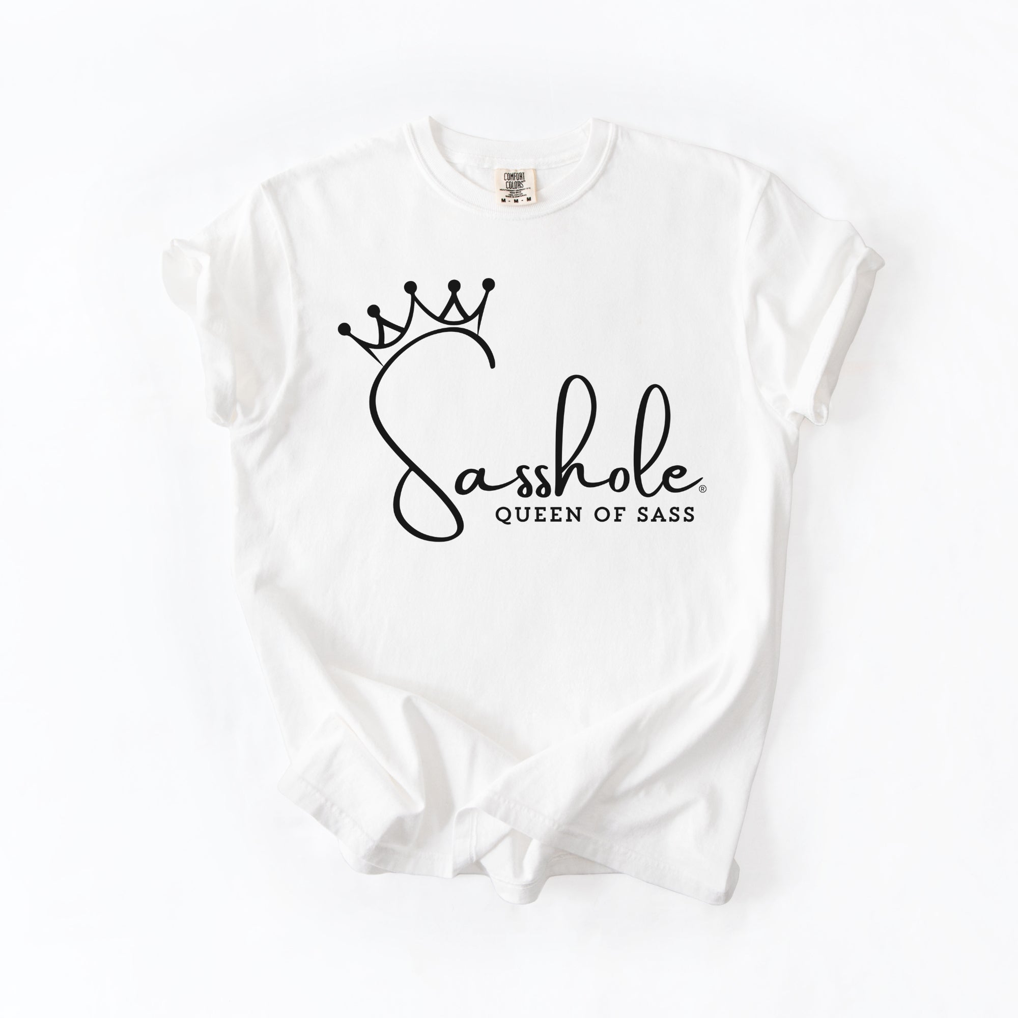 Image of Sasshole® Queen of Sass Comfort Color T-Shirt – Funny, Empowering Graphic Tee for Women - Funny Graphic Tee by Sasshole® Clothing