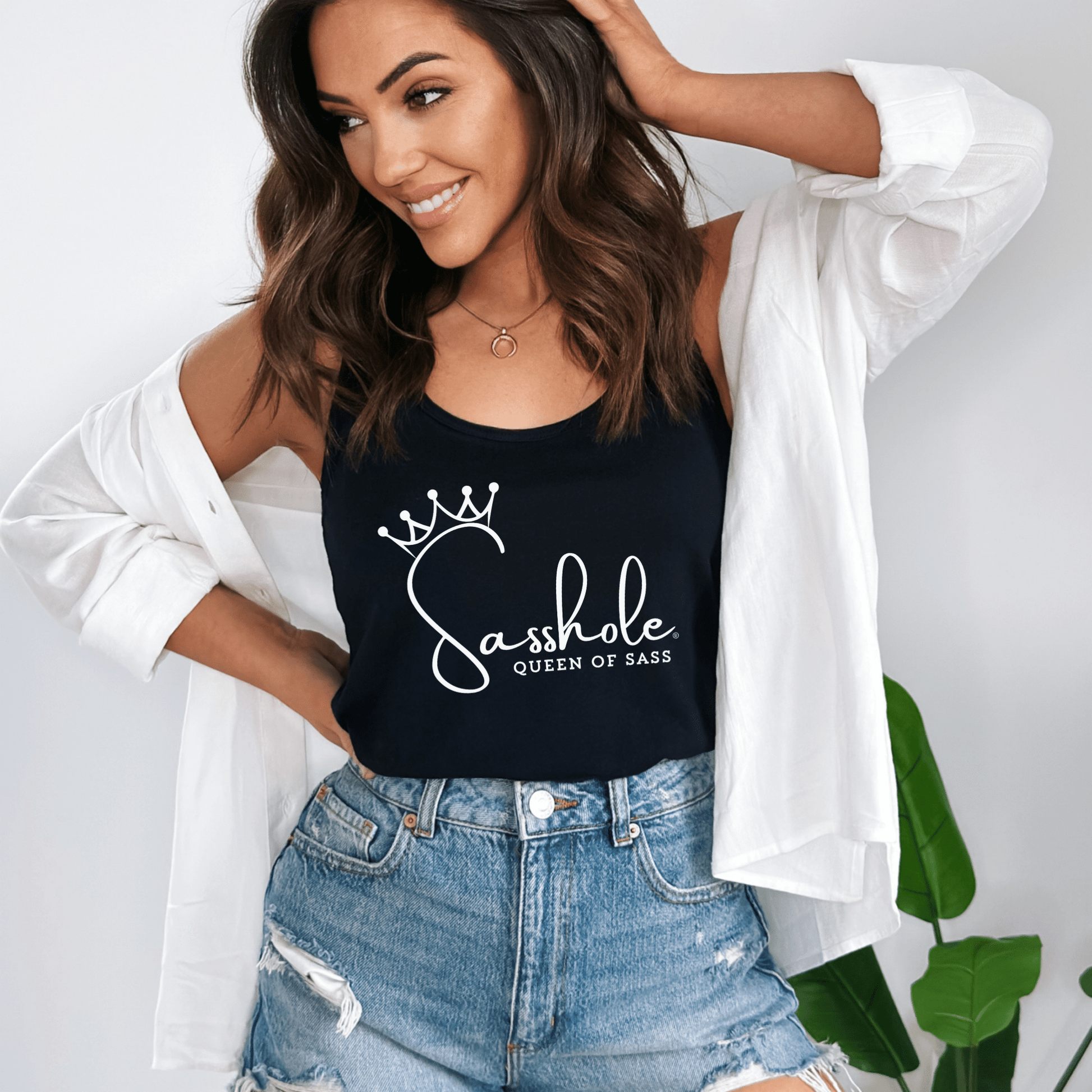 Sasshole® Queen of Sass Tank Top - Sleek, Sassy, and Royal Style - Funny Graphic Tee by Sasshole® Clothing