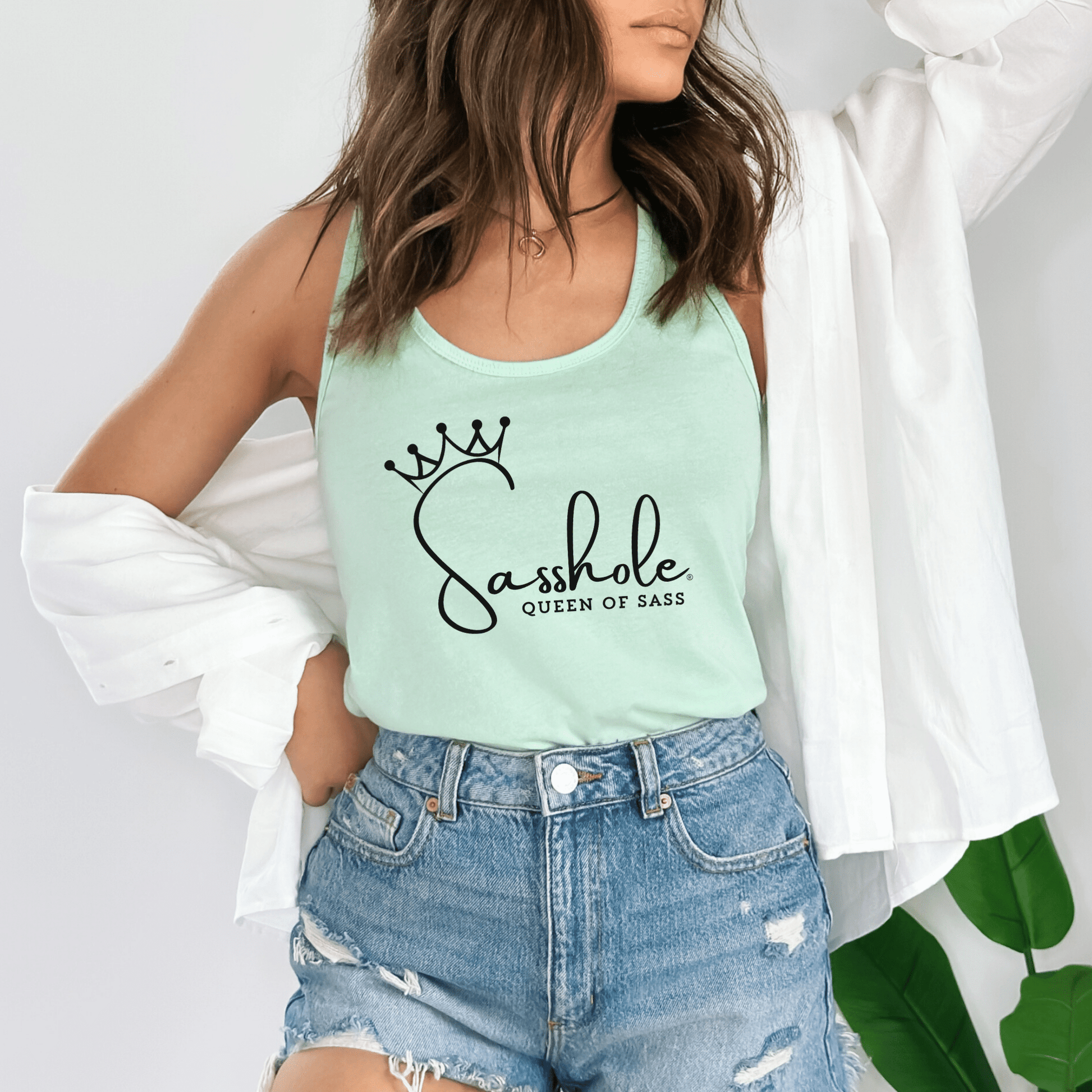 Sasshole® Queen of Sass Tank Top - Sleek, Sassy, and Royal Style - Funny Graphic Tee by Sasshole® Clothing