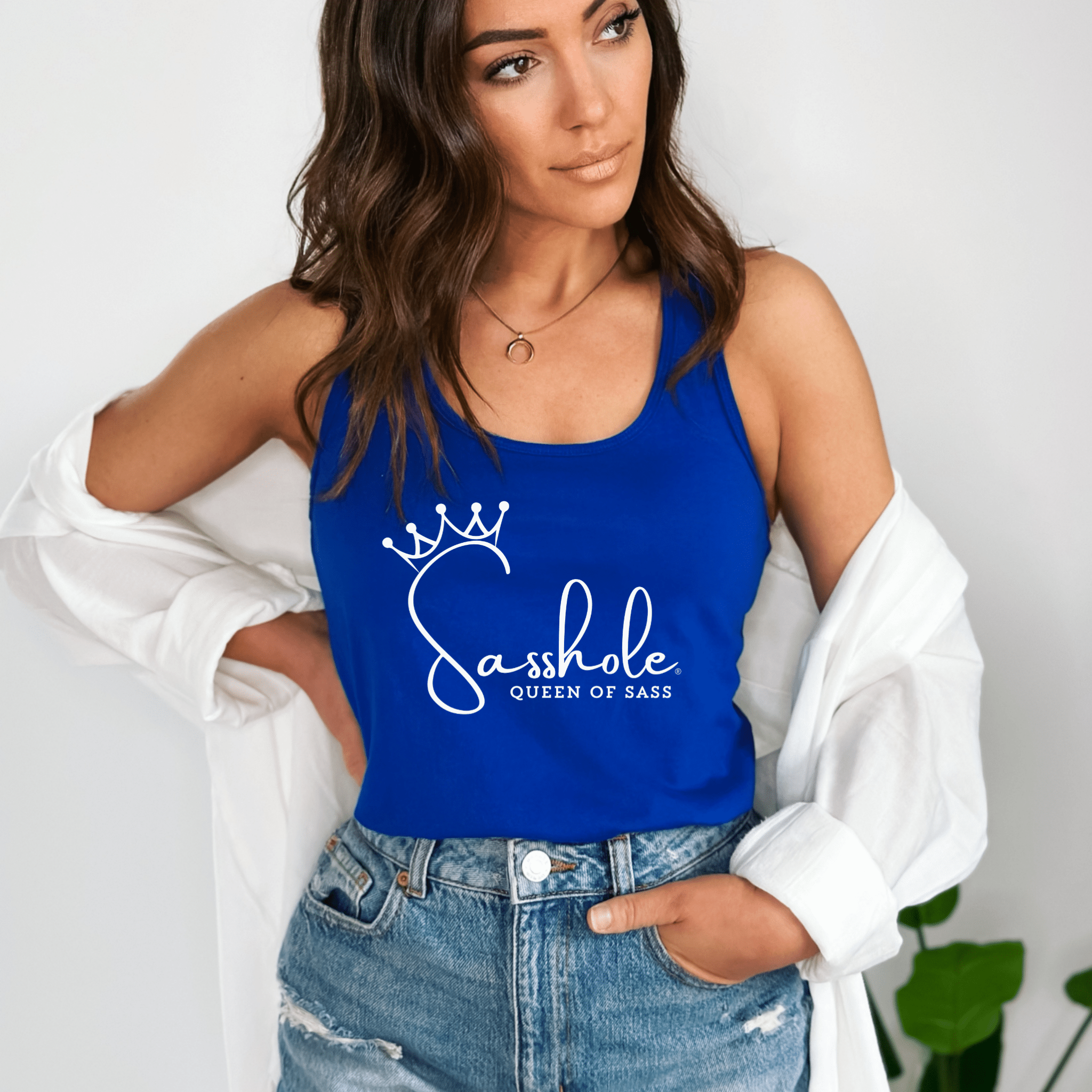 Image of Sasshole® Queen of Sass Tank Top - Sleek, Sassy, and Royal Style - Funny Graphic Tee by Sasshole® Clothing