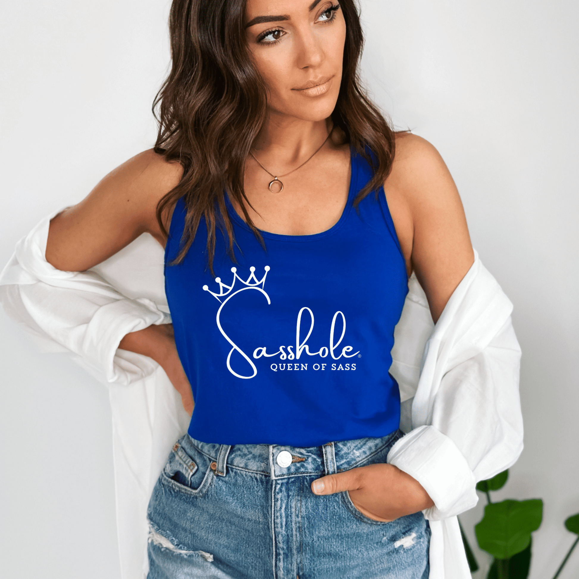 Sasshole® Queen of Sass Tank Top - Sleek, Sassy, and Royal Style - Funny Graphic Tee by Sasshole® Clothing
