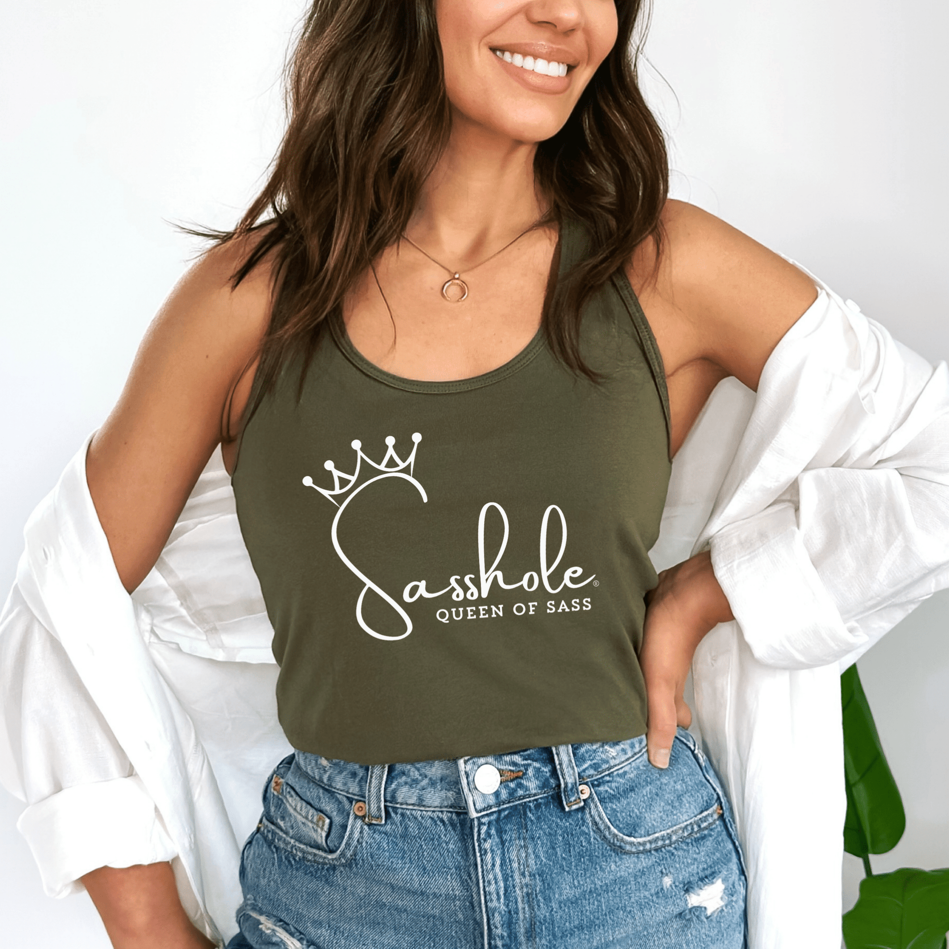 Sasshole® Queen of Sass Tank Top - Sleek, Sassy, and Royal Style - Funny Graphic Tee by Sasshole® Clothing