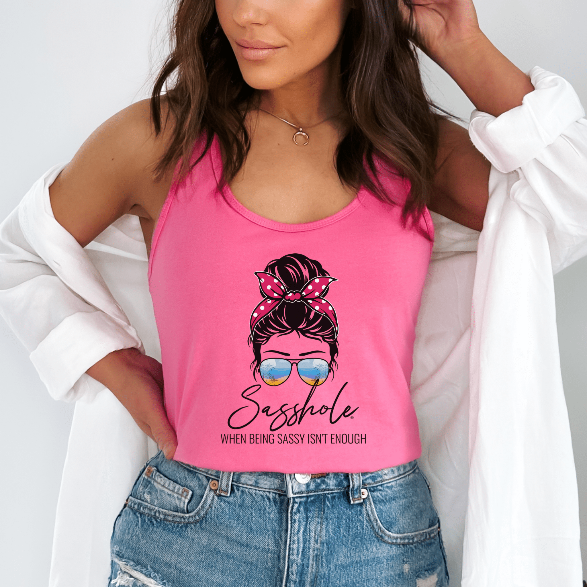 Image of Sasshole® Retro Chic Women's Tank Top - When Being Sassy Isn't Enough - Funny Graphic Tee by Sasshole® Clothing
