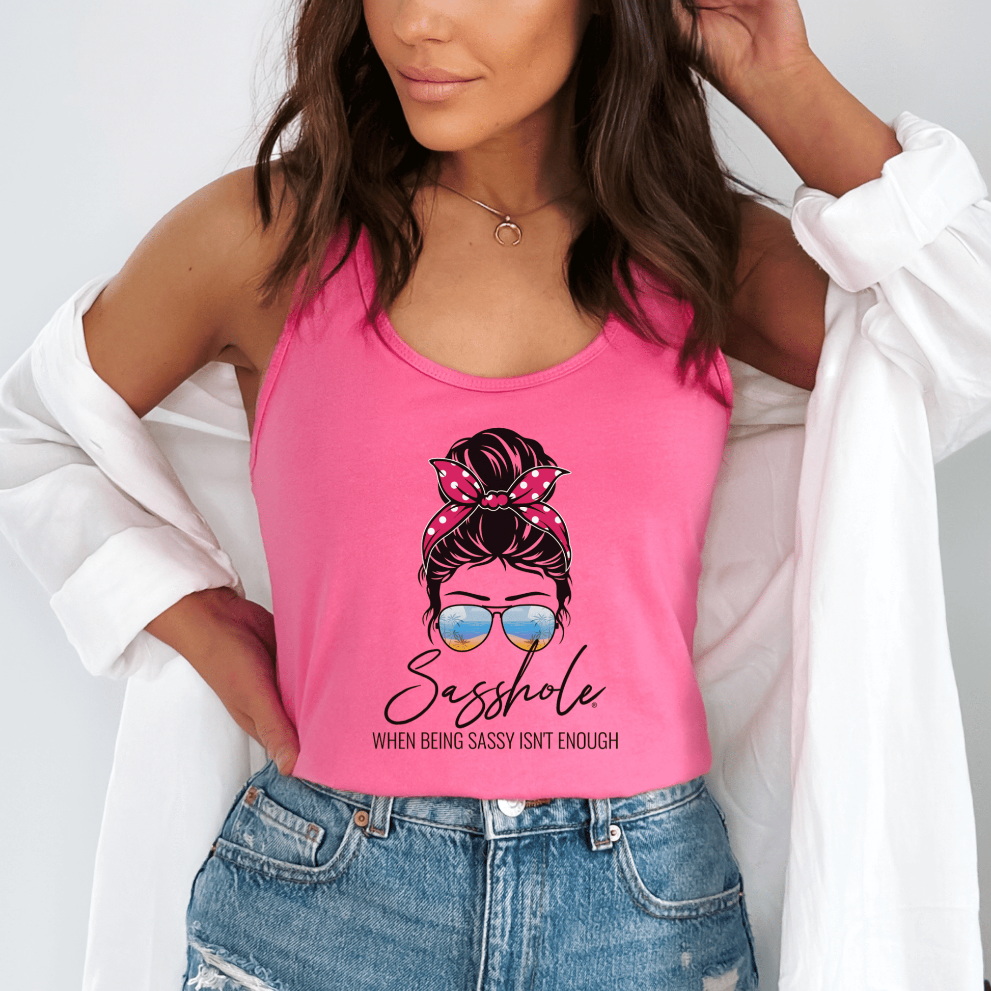 Sasshole® Retro Chic Women's Tank Top - When Being Sassy Isn't Enough - Funny Graphic Tee by Sasshole® Clothing