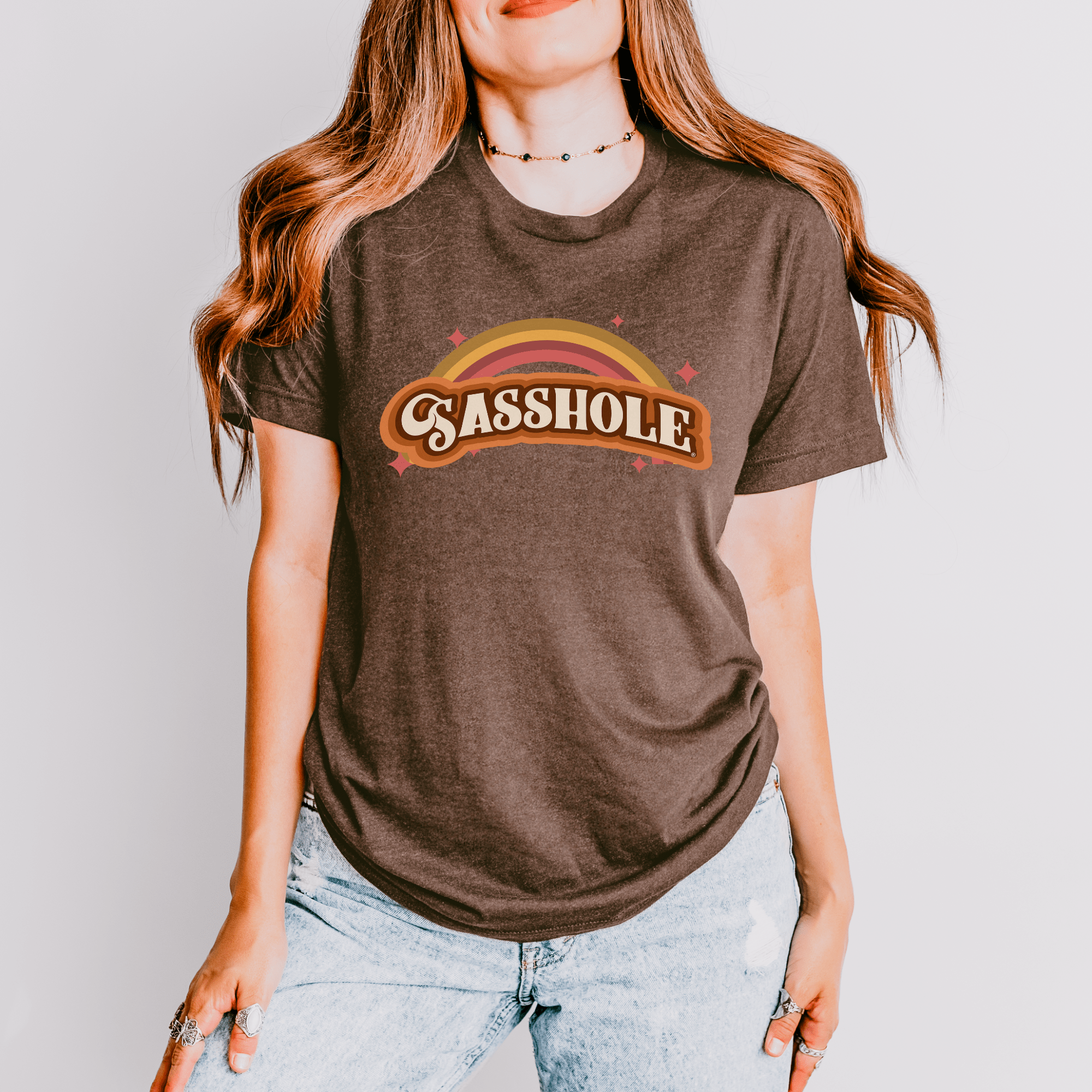 Sasshole® Retro Rainbow Women's T-Shirt - Bright, Bold, and Full of Sass - Funny Graphic Tee by Sasshole® Clothing