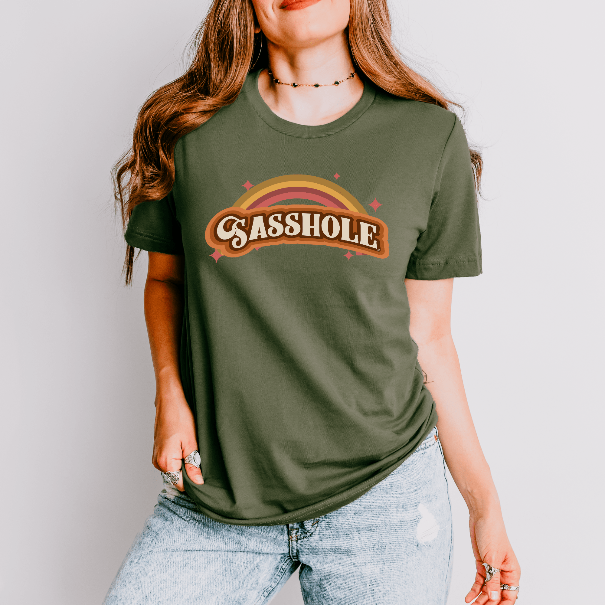 Sasshole® Retro Rainbow Women's T-Shirt - Bright, Bold, and Full of Sass - Funny Graphic Tee by Sasshole® Clothing