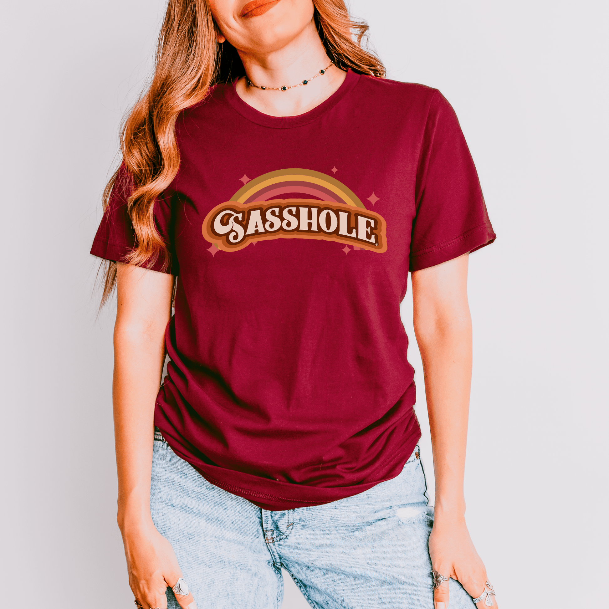 Sasshole® Retro Rainbow Women's T-Shirt - Bright, Bold, and Full of Sass - Funny Graphic Tee by Sasshole® Clothing