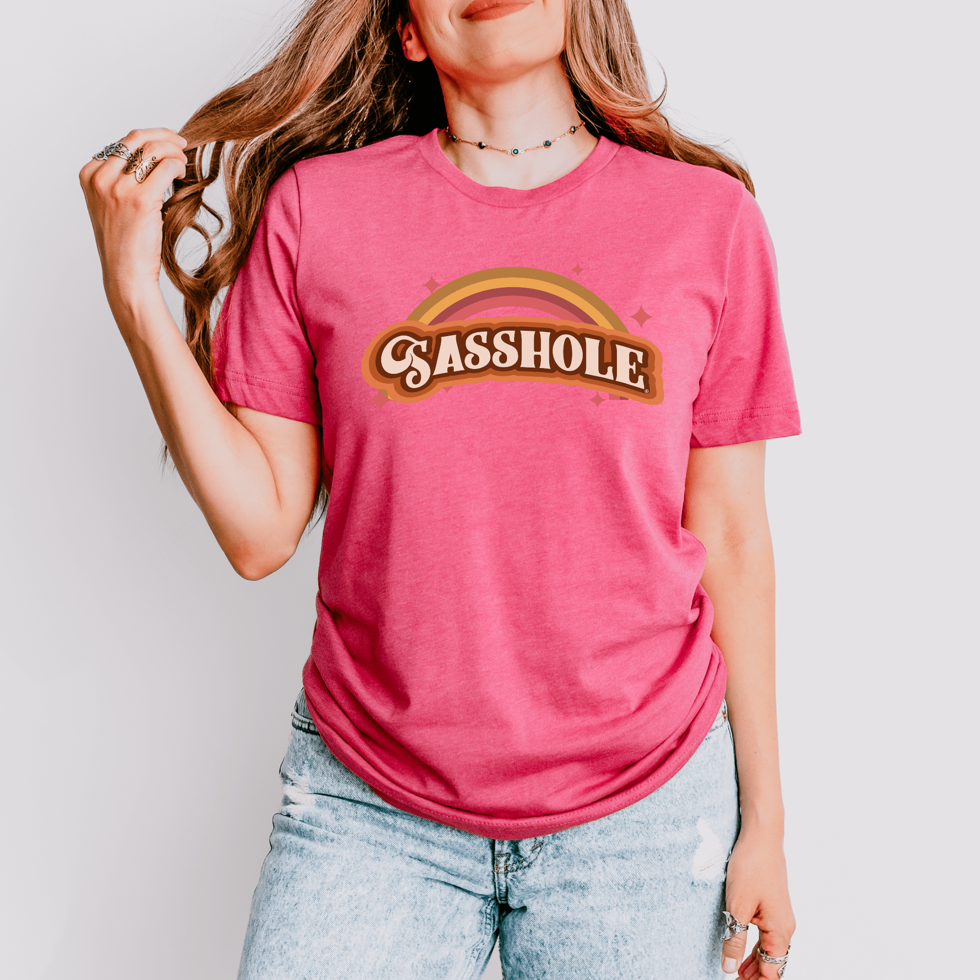 Sasshole® Retro Rainbow Women's T-Shirt - Bright, Bold, and Full of Sass - Funny Graphic Tee by Sasshole® Clothing