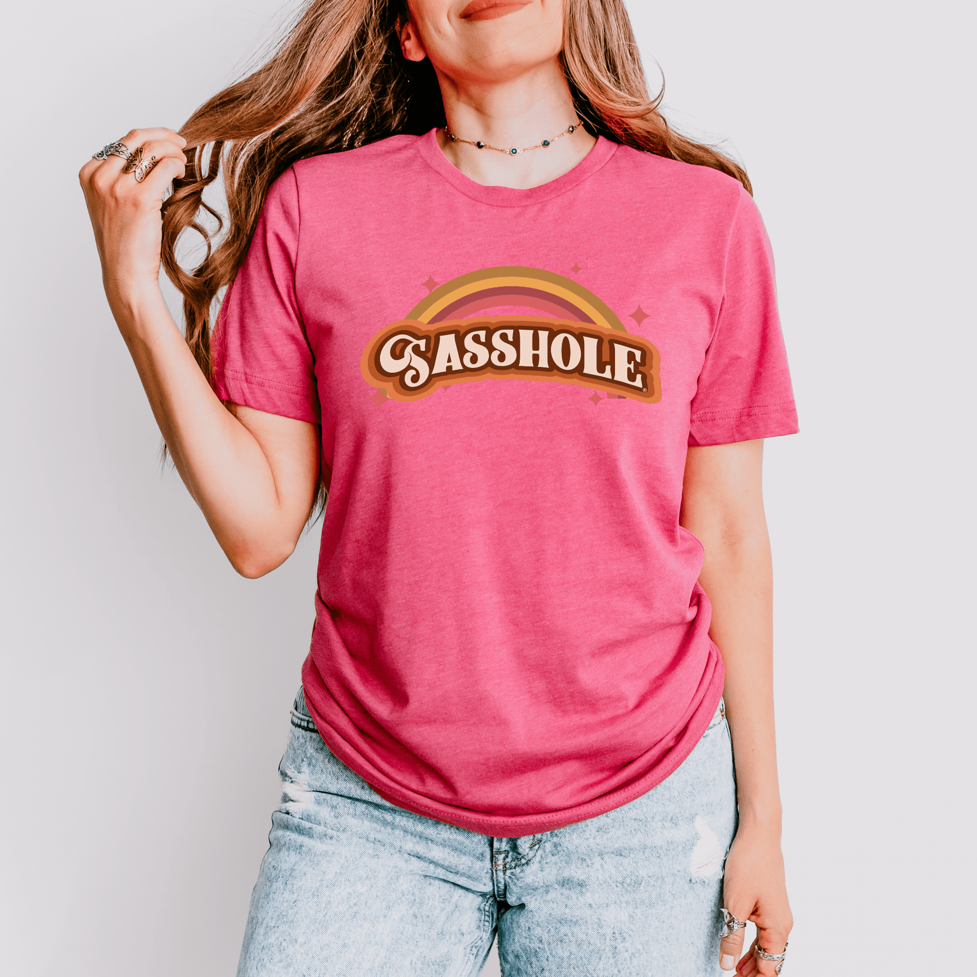 Sasshole® Retro Rainbow Women's T-Shirt - Bright, Bold, and Full of Sass - Funny Graphic Tee by Sasshole® Clothing