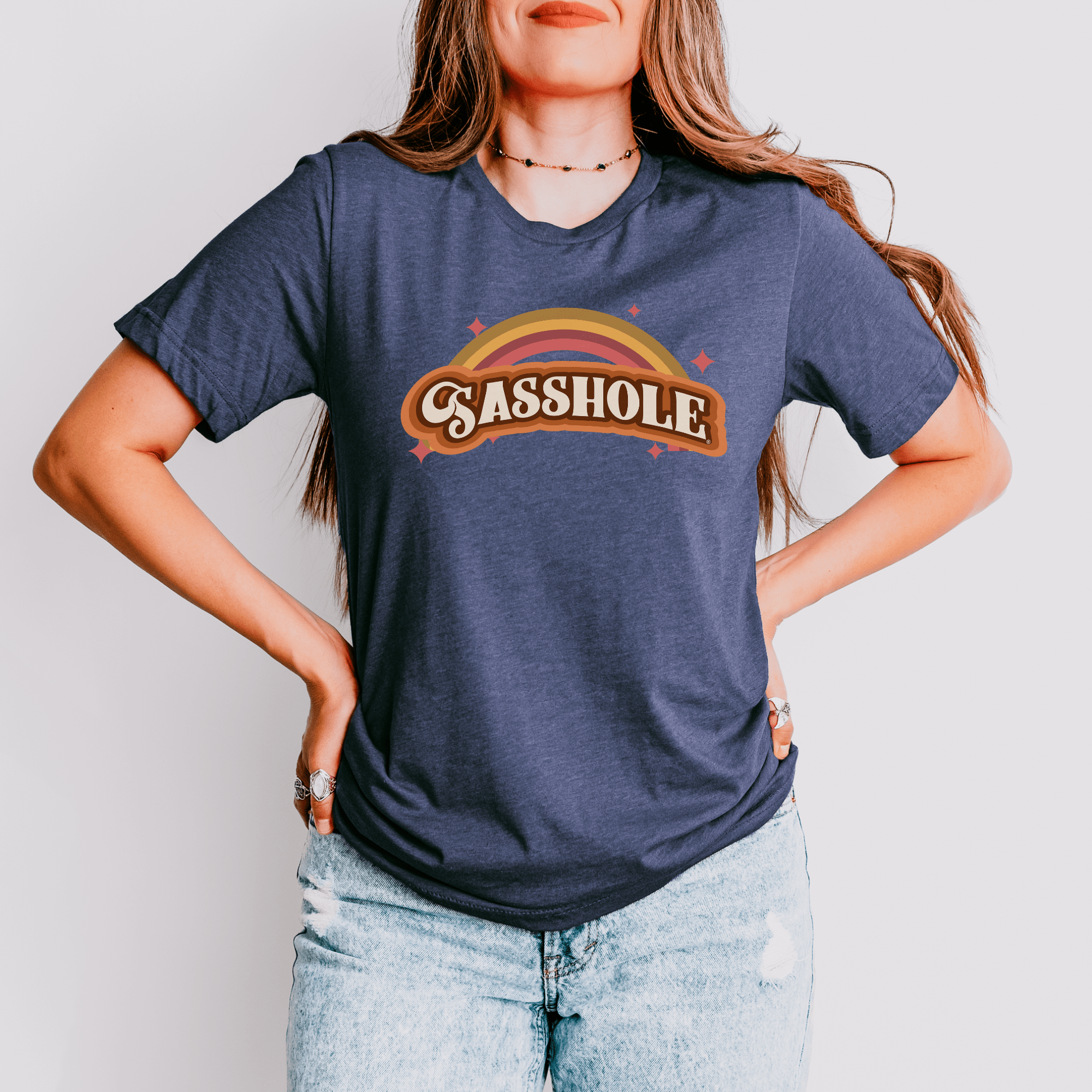 Sasshole® Retro Rainbow Women's T-Shirt - Bright, Bold, and Full of Sass - Funny Graphic Tee by Sasshole® Clothing