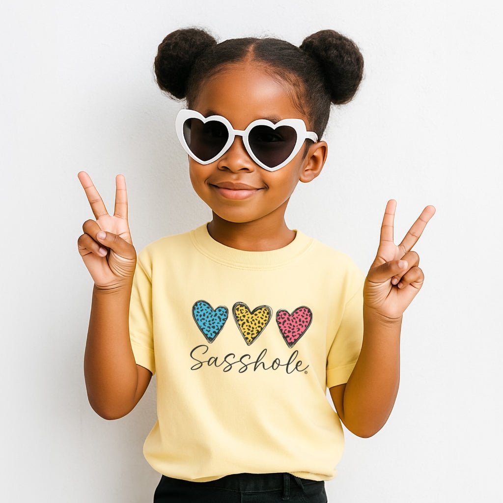Image of Sasshole Triple Heart – Youth T-Shirt | Cute Sassy Graphic Tee | Sasshole® - Funny Graphic Tee by Sasshole® Clothing