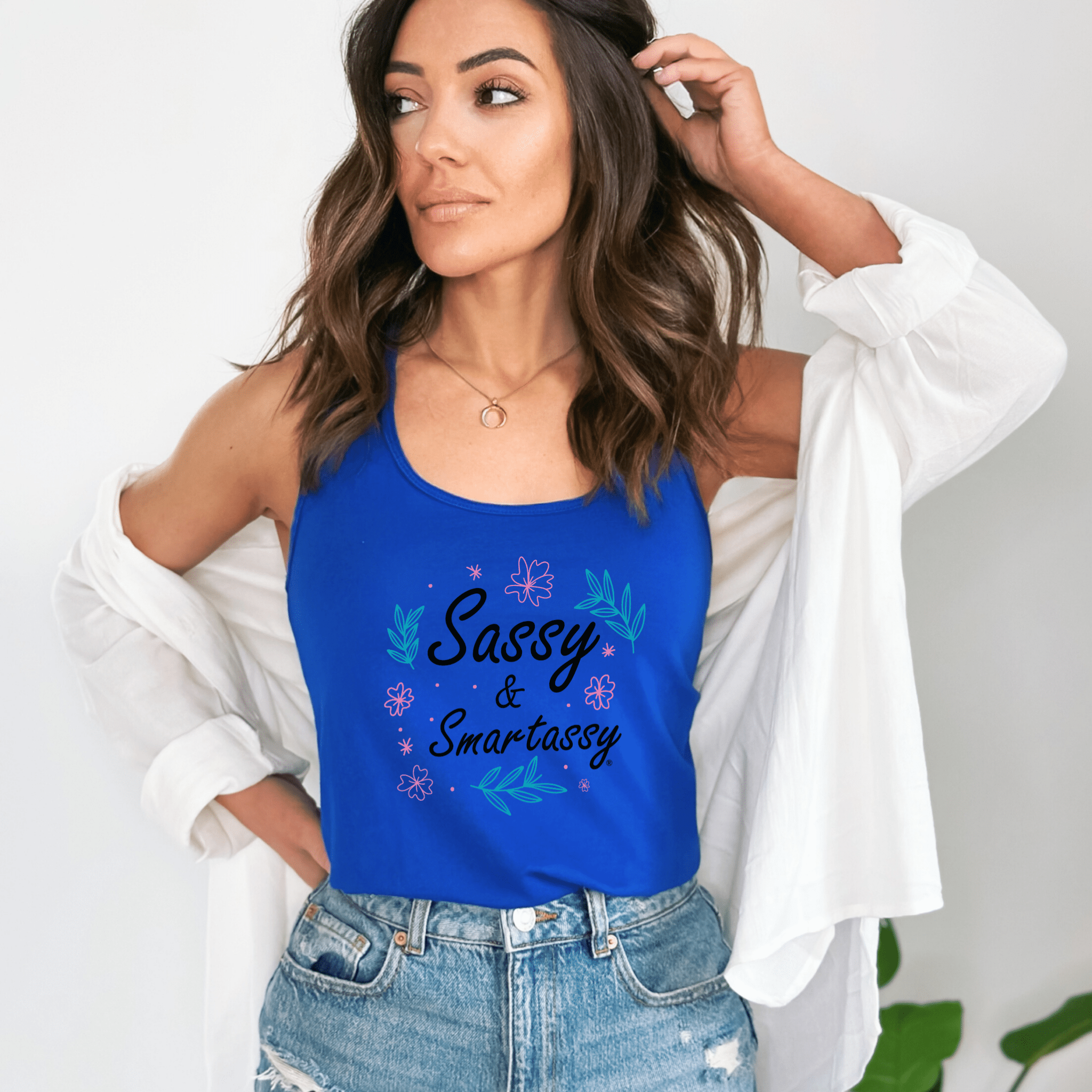 Image of Sassy & Smartassy®: Floral Edition Women's Tank Top - Funny Graphic Tee by Sasshole® Clothing