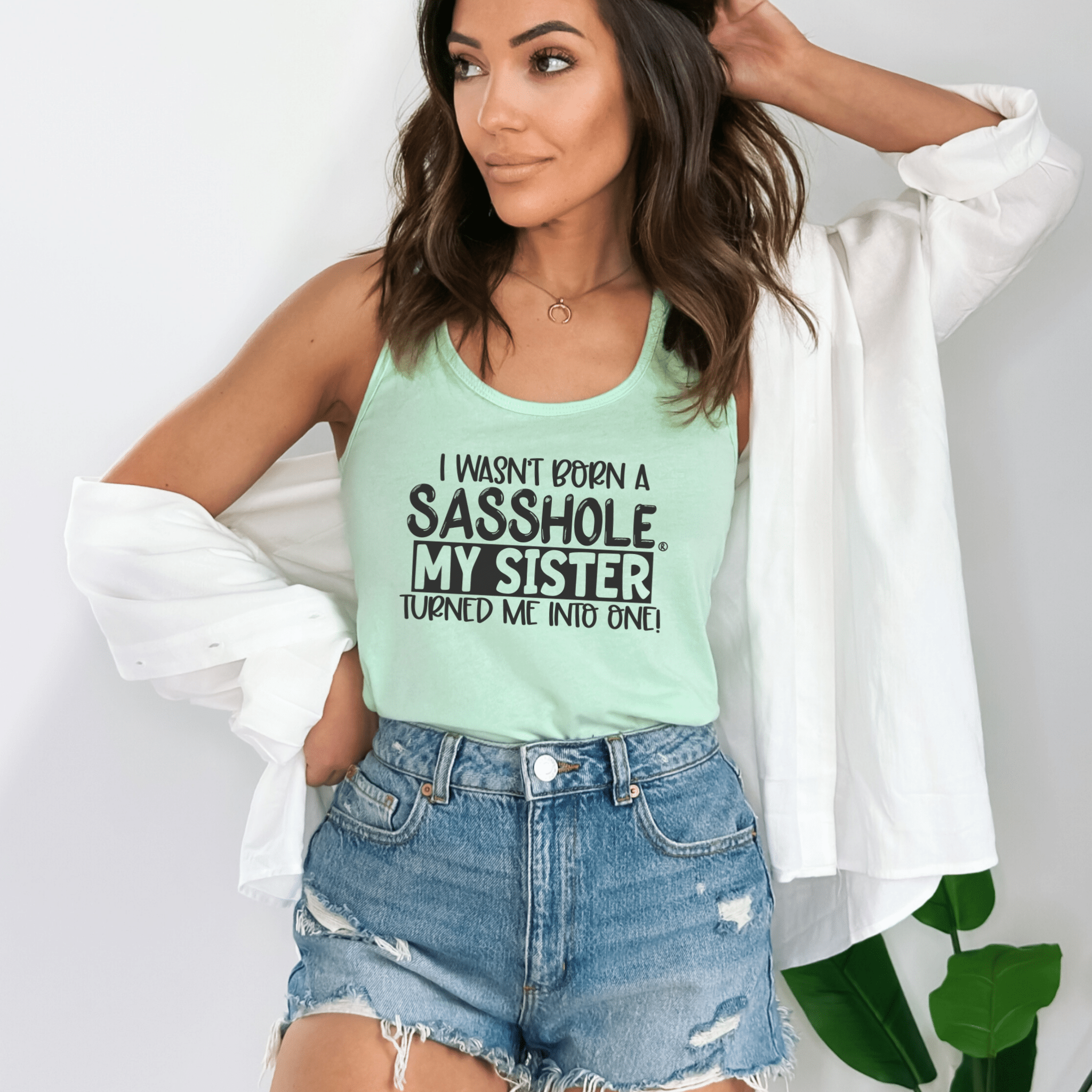 Image of Sister Sass Mode – Women’s Tank Top | Funny Statement Graphic Tee | Sasshole® - Funny Graphic Tee by Sasshole® Clothing