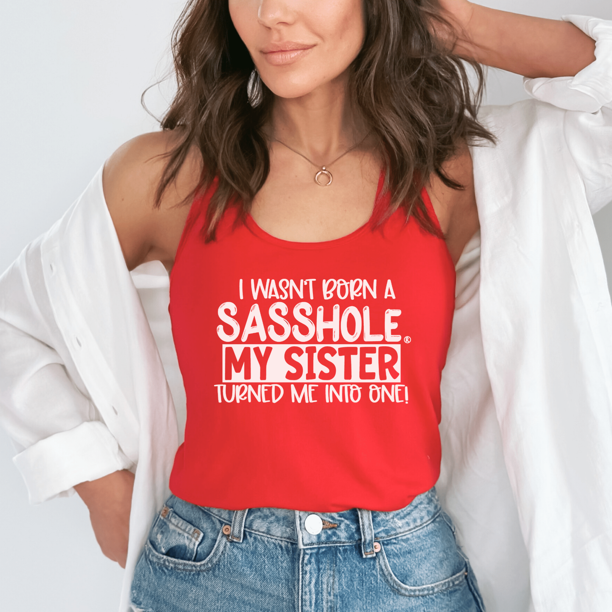 Sister Sass Mode – Women’s Tank Top | Funny Statement Graphic Tee | Sasshole® - Funny Graphic Tee by Sasshole® Clothing