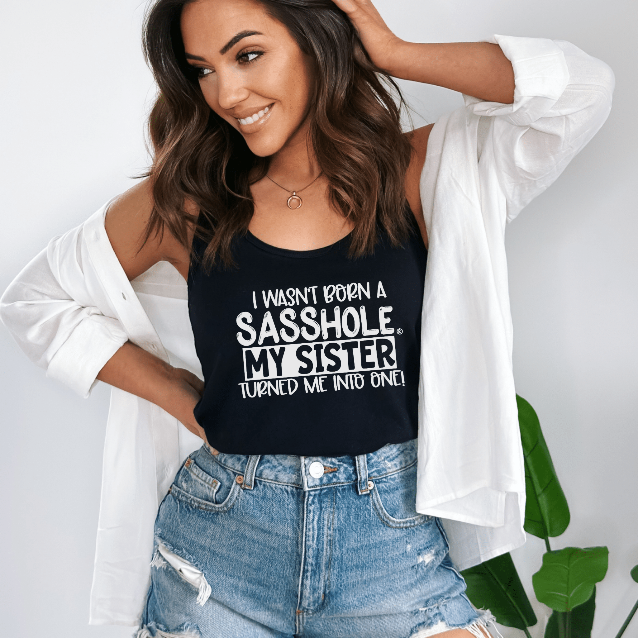 Image of Sister Sass Mode – Women’s Tank Top | Funny Statement Graphic Tee | Sasshole® - Funny Graphic Tee by Sasshole® Clothing