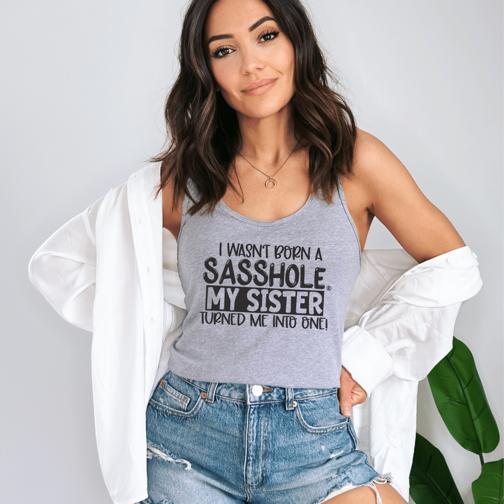 Image of Sister Sass Mode – Women’s Tank Top | Funny Statement Graphic Tee | Sasshole® - Funny Graphic Tee by Sasshole® Clothing