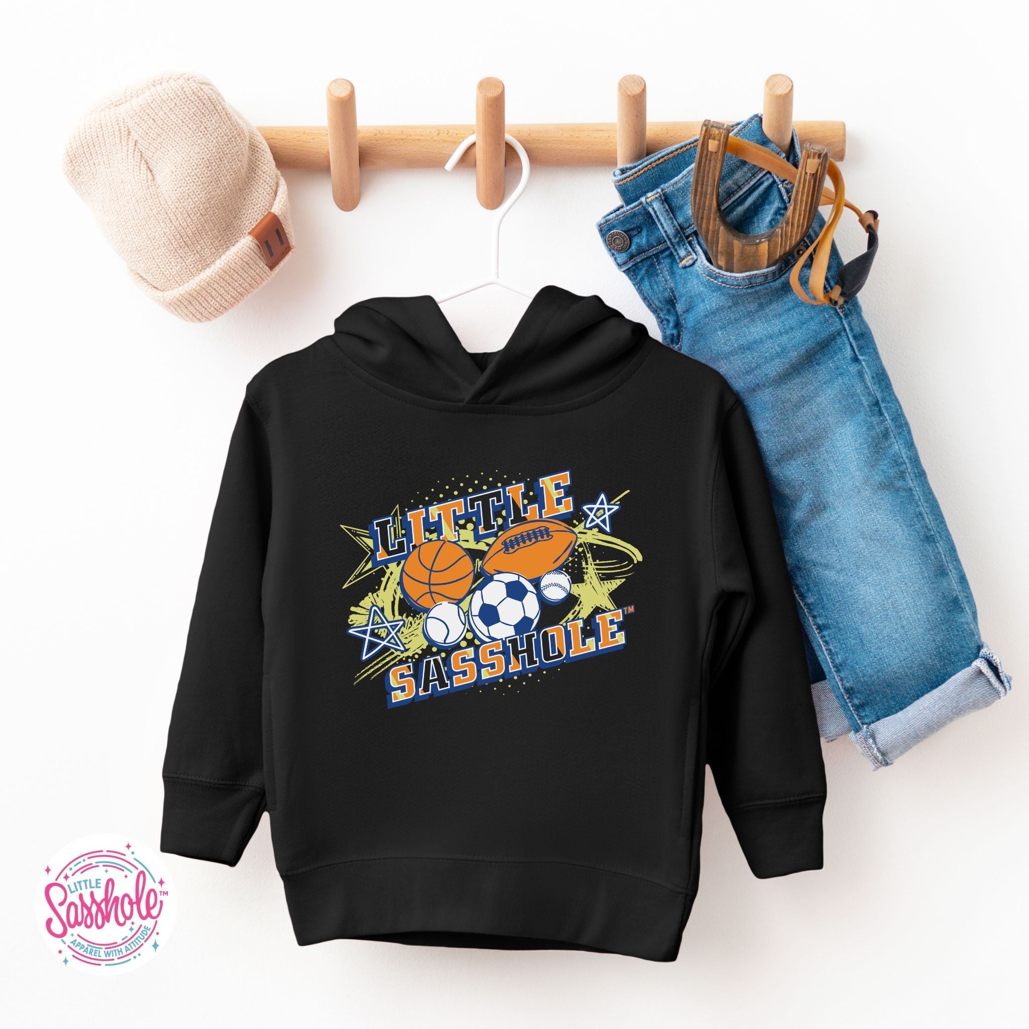 Image of “Sports Star Sass” – Little Sasshole™ Toddler Hoodie - Funny Graphic Tee by Sasshole® Clothing