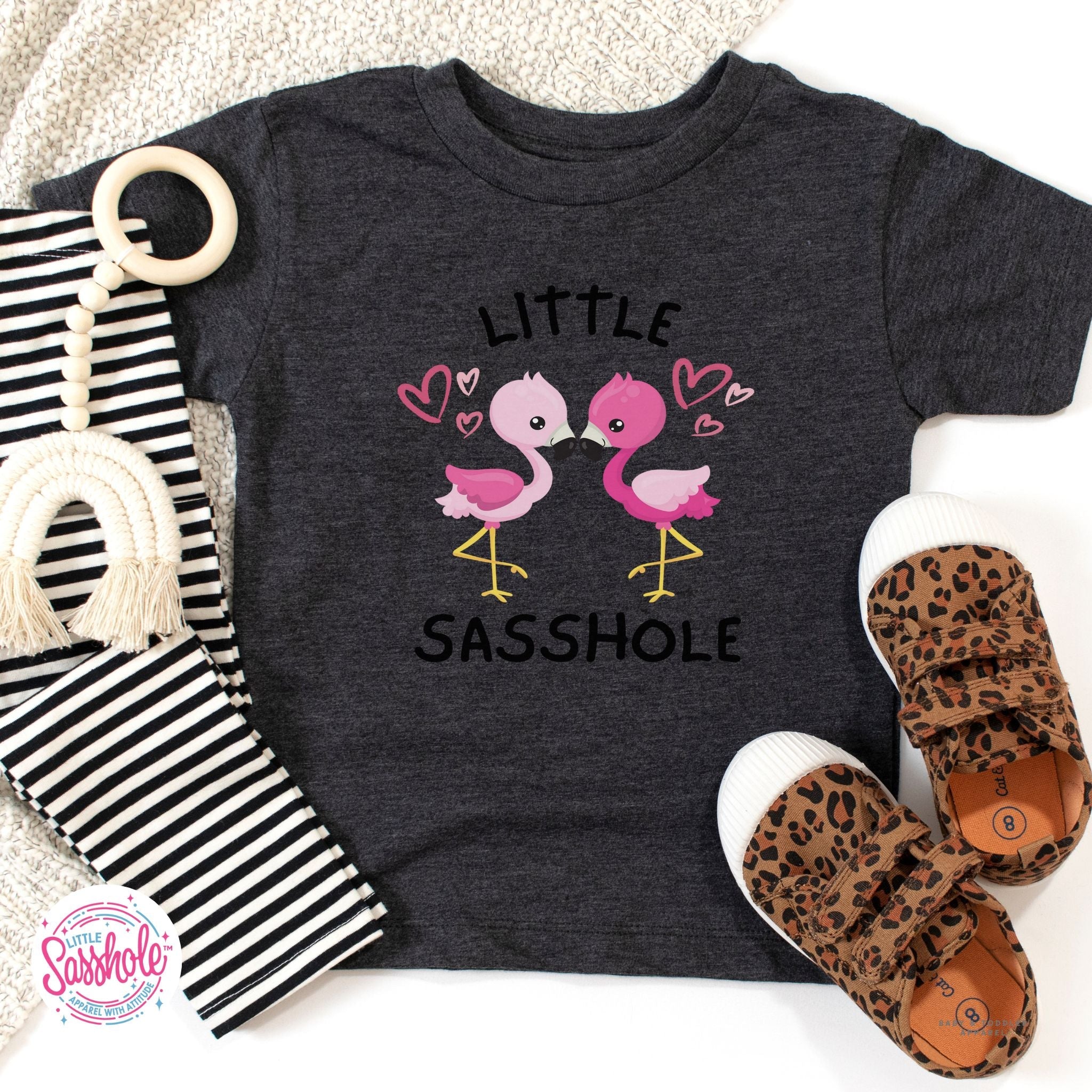 Tiny Flamingo Fan: Little Sasshole™ Toddler T-shirt Delight - Funny Graphic Tee by Sasshole® Clothing