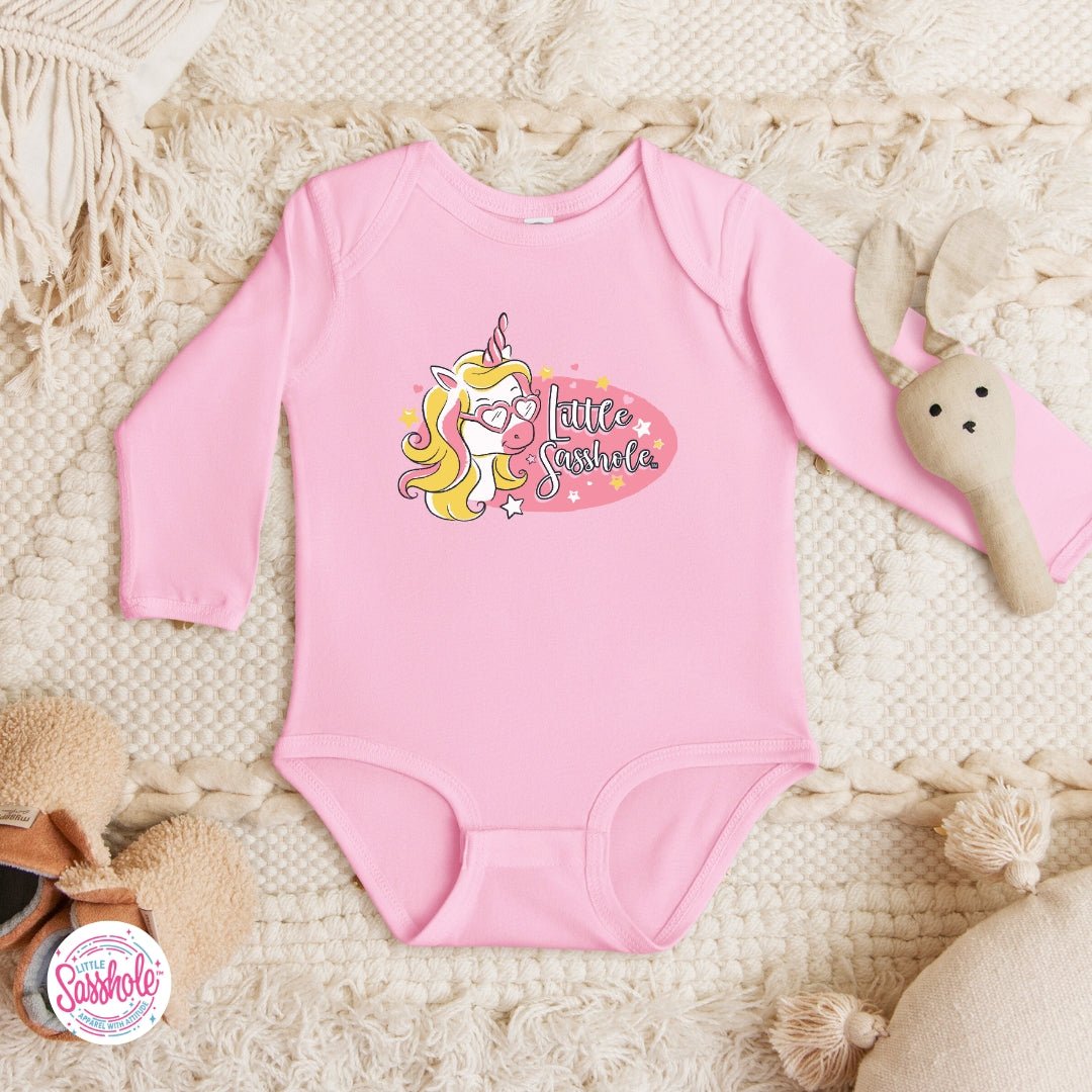 Image of Unicorn Sass – Baby Bodysuit | Funny Graphic Tee | Little Sasshole™ - Funny Graphic Tee by Sasshole® Clothing