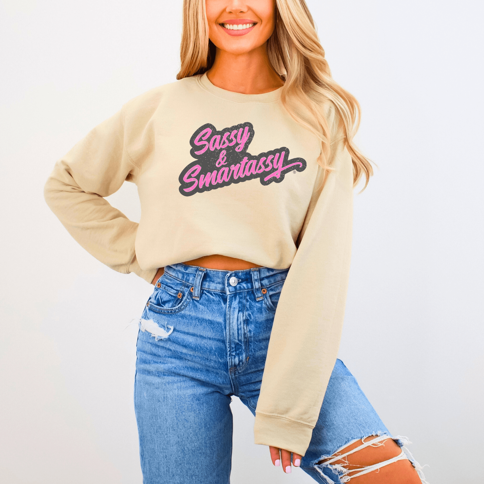 Image of Wit and Warmth: Sassy & Smartassy Women's Graphic Sweatshirt - Funny Graphic Tee by Sasshole® Clothing